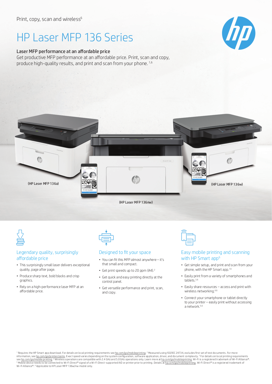 HP MFP 136a, MFP 136nw, MFP 136w Product information