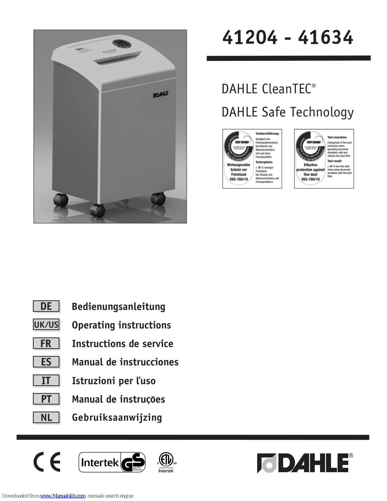 Dahle 41230, 41304, 41306, 41314, 41322 Operating Instructions Manual