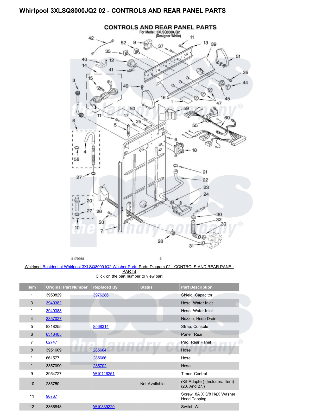 Whirlpool 3XLSQ8000JQ2 Parts Diagram