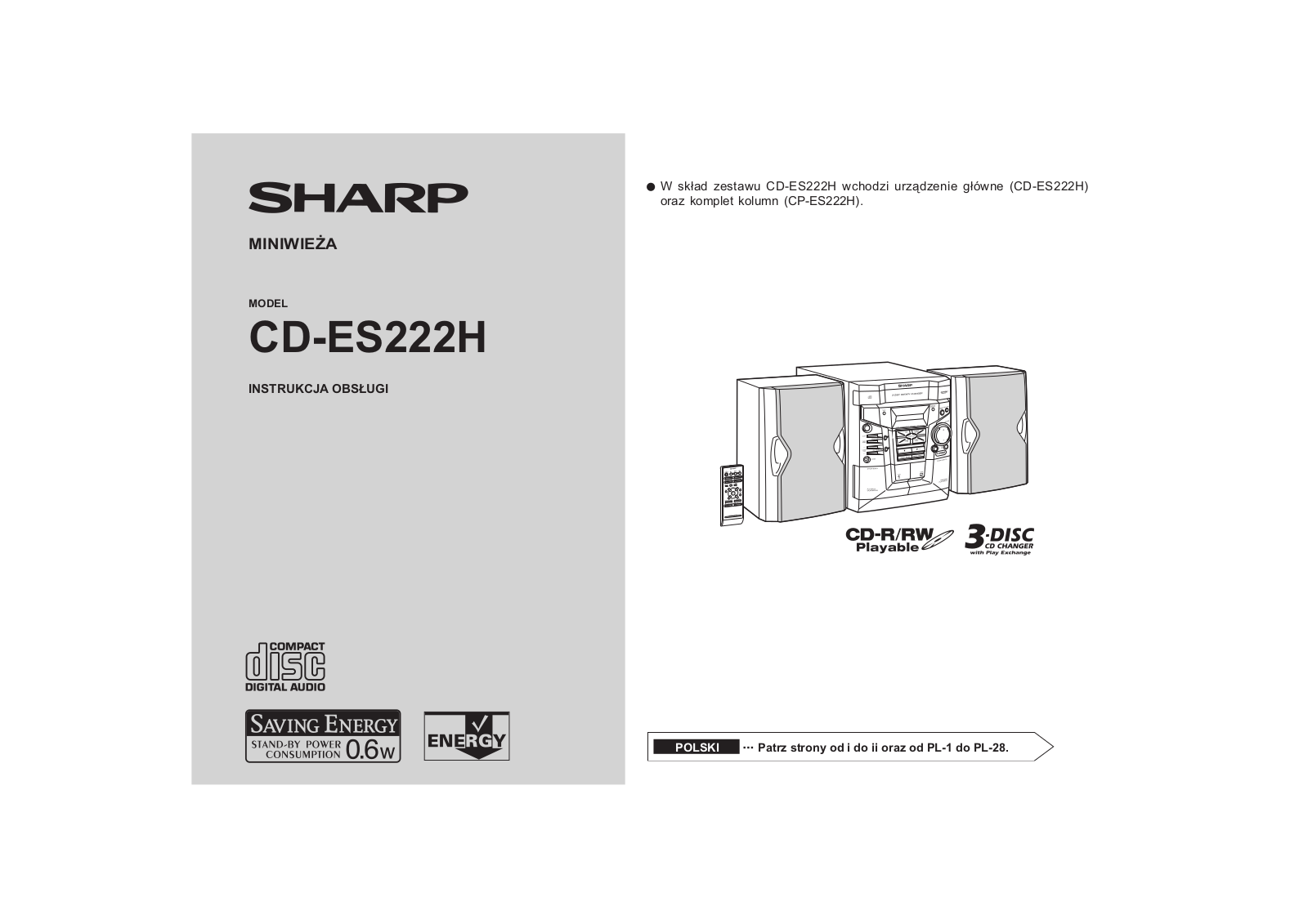 SHARP CD-ES222H User Manual