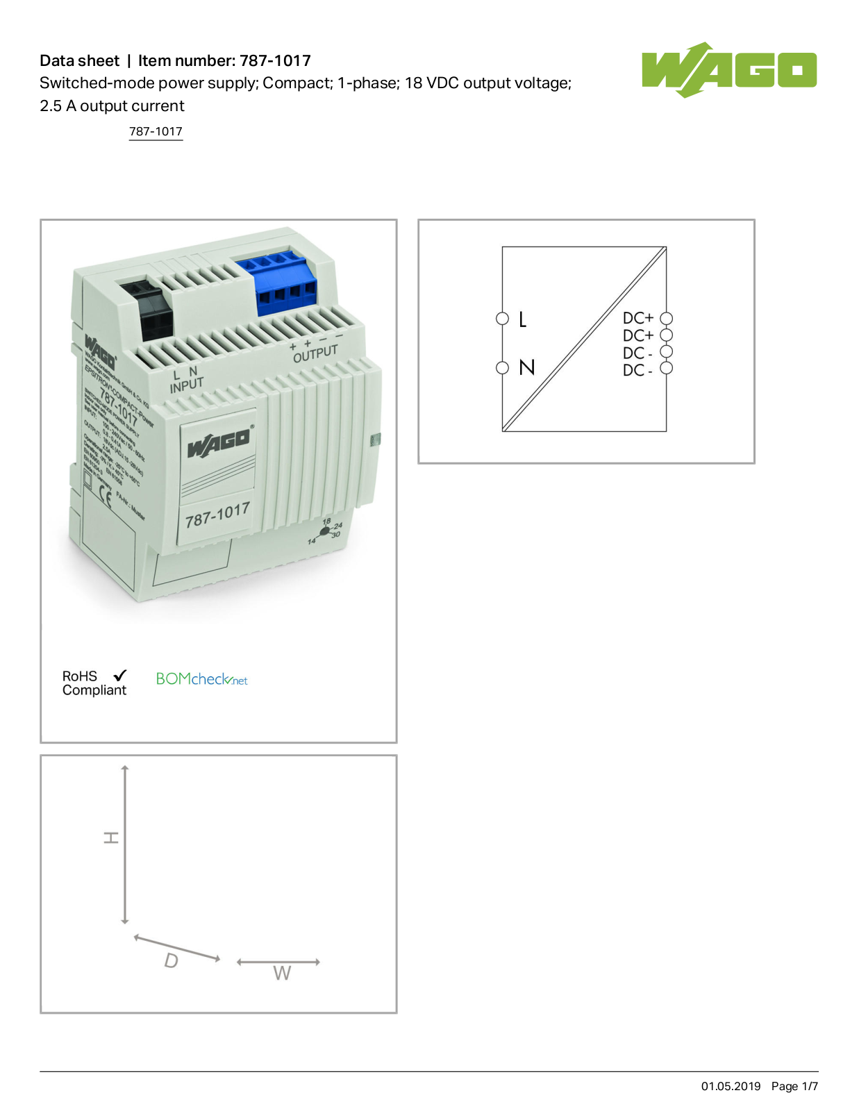 Wago 787-1017 Data Sheet