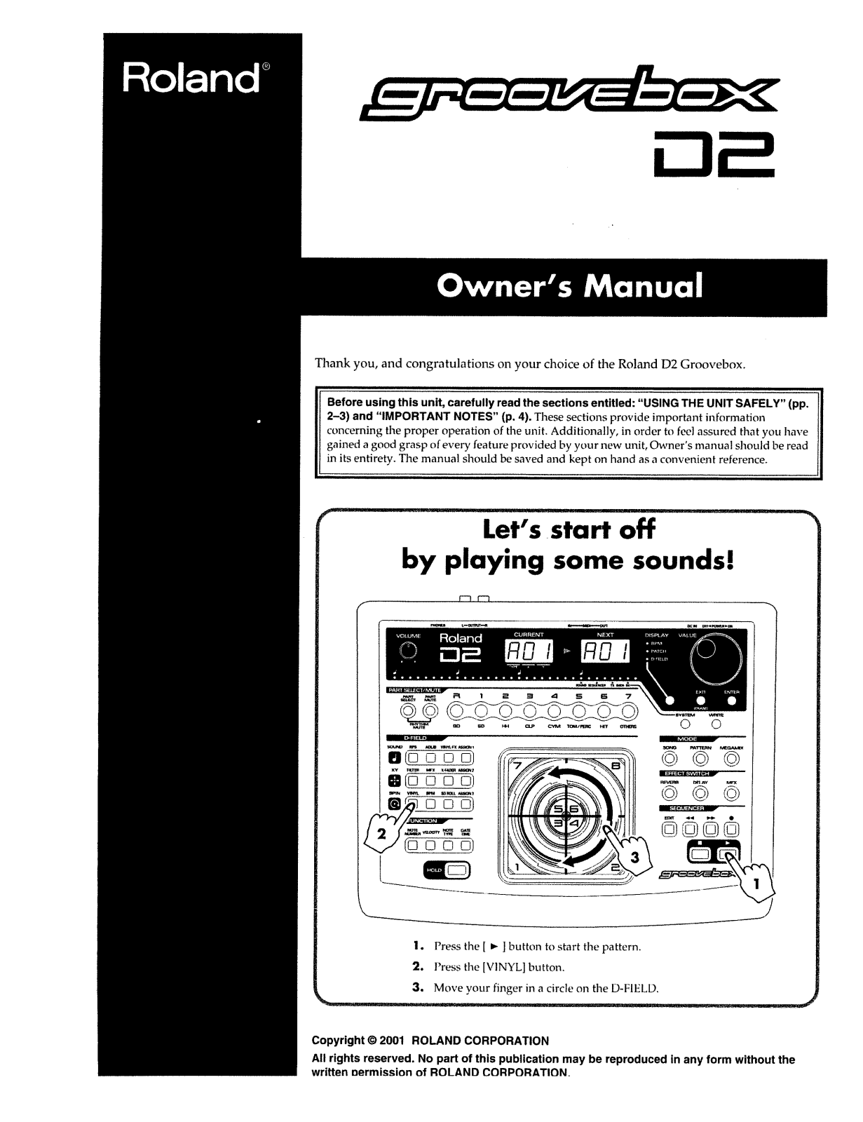 Roland Corporation D2 Owner's Manual