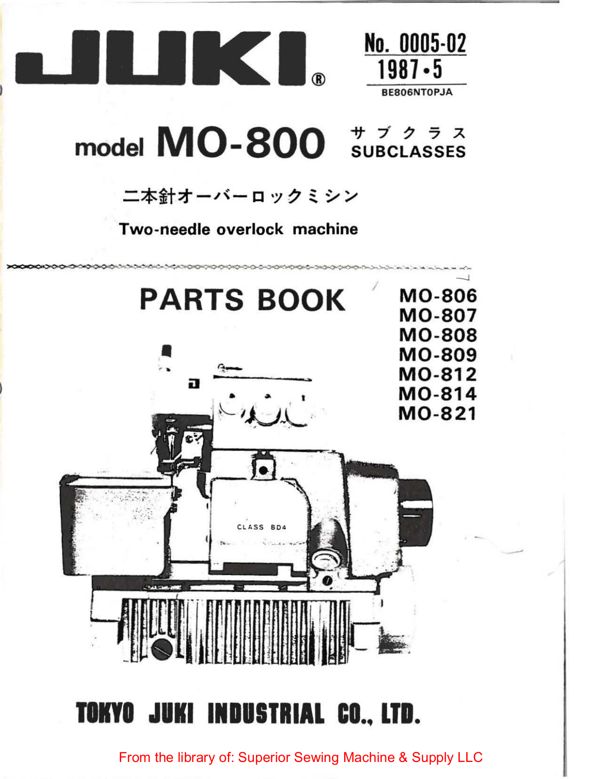 Juki M0-806, M0-807, M0-808, M0-809, M0-812 User Manual - ManualMachine.com