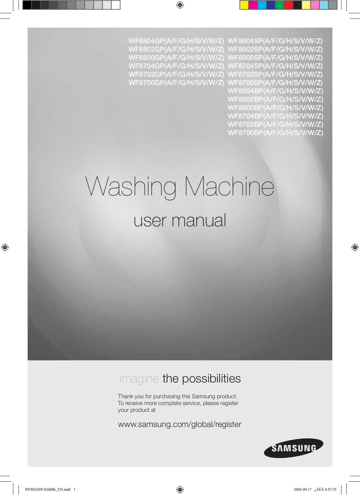 Samsung WF8802, WF8702 User Manual