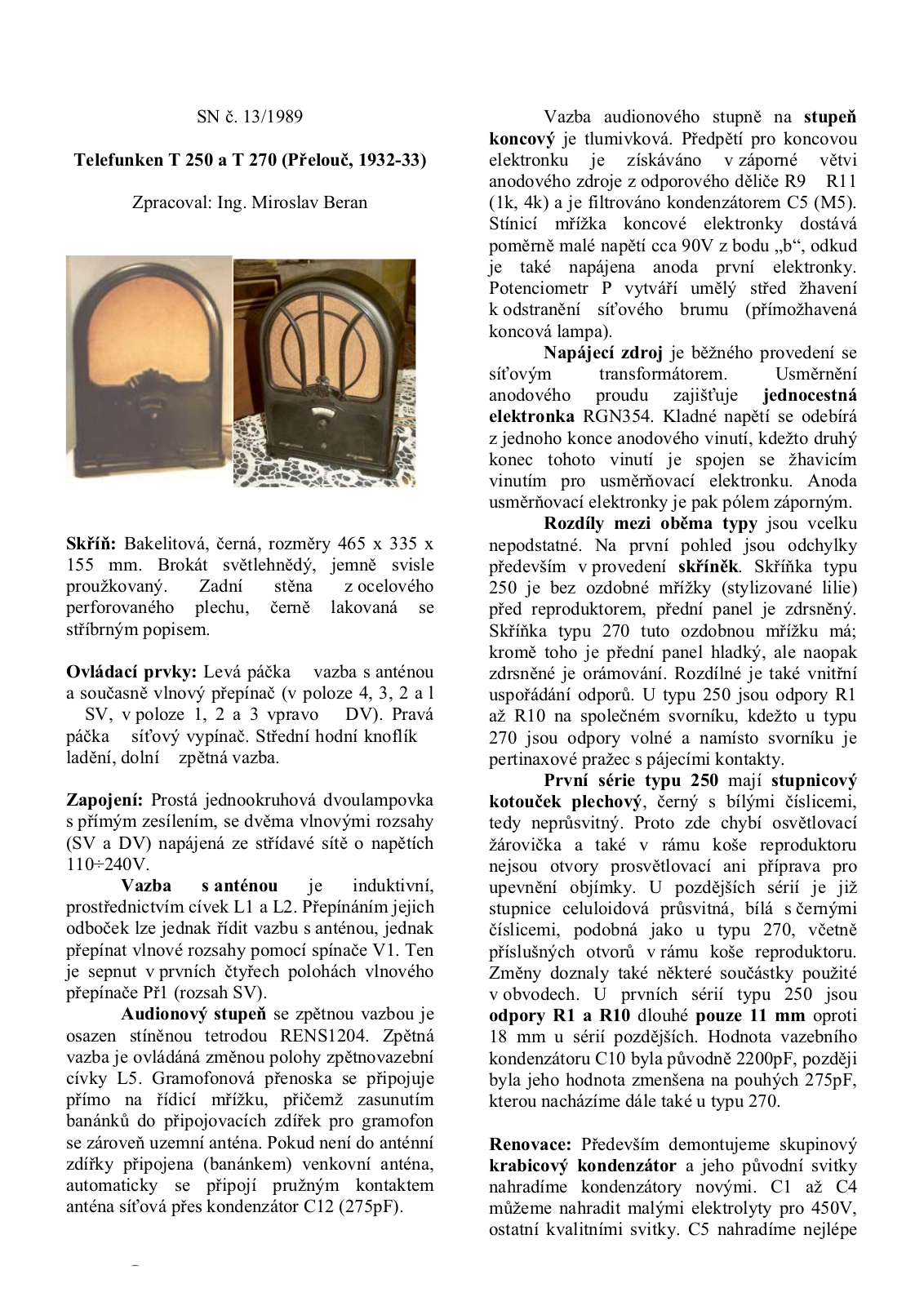 Telefunken T270, T250 Service Manual