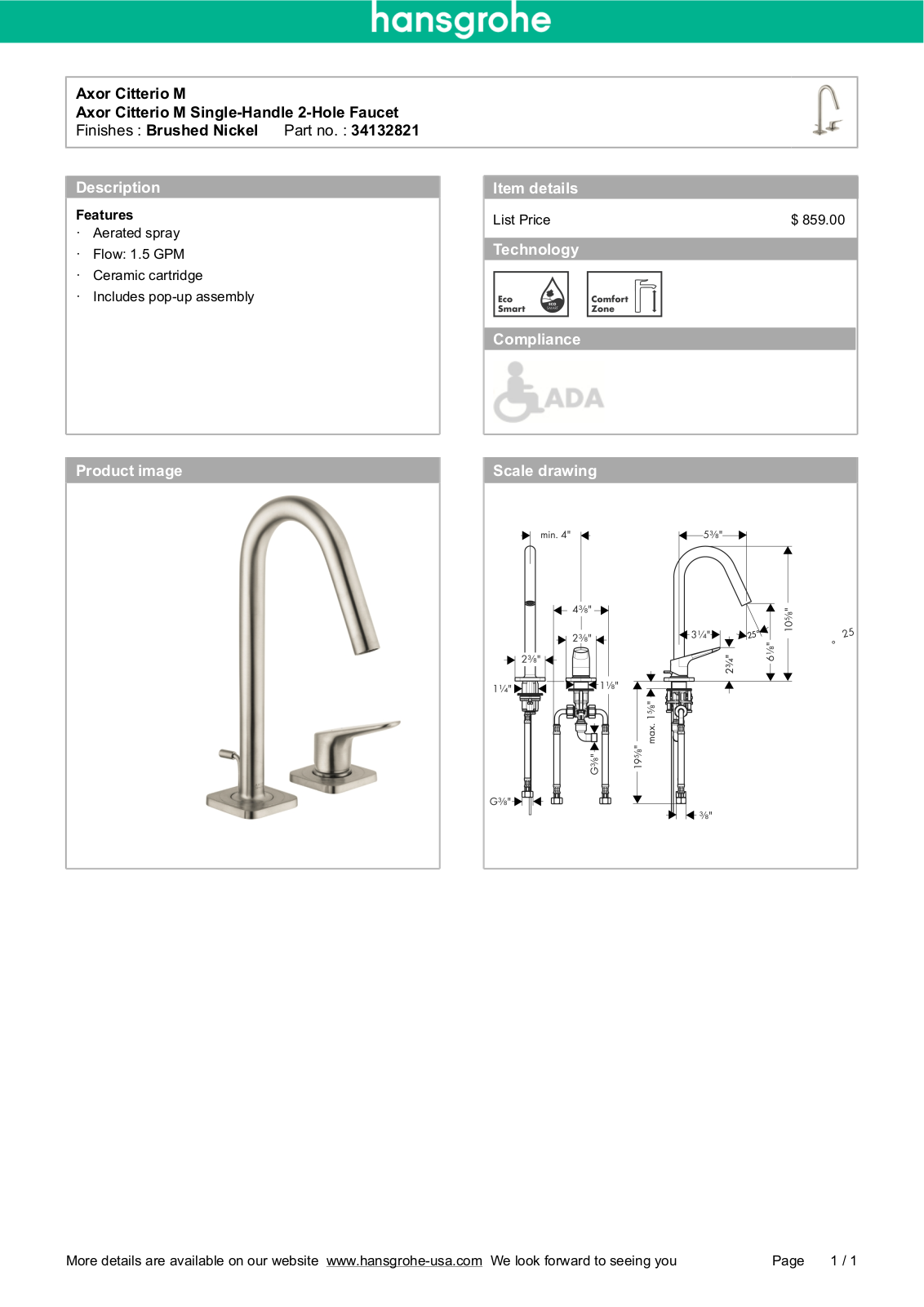 Axor HAN3221 Specifications - ManualMachine.com