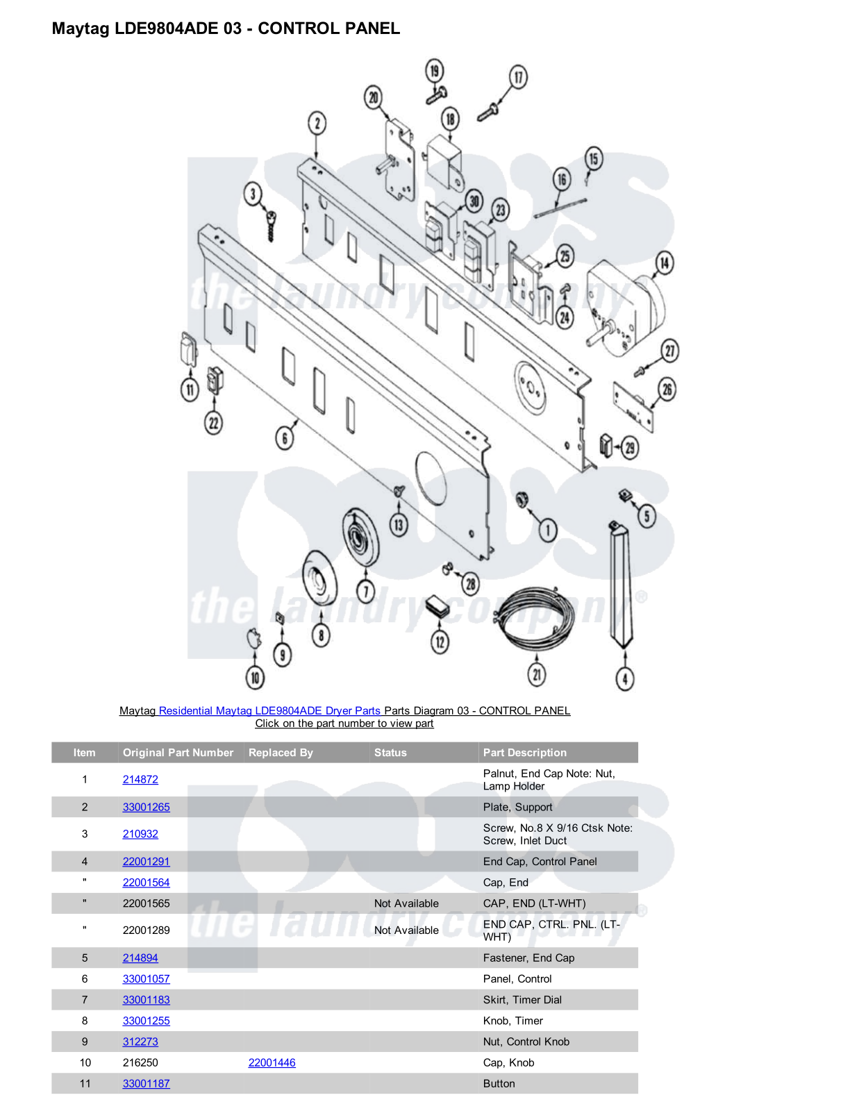 Maytag LDE9804ADE Parts Diagram