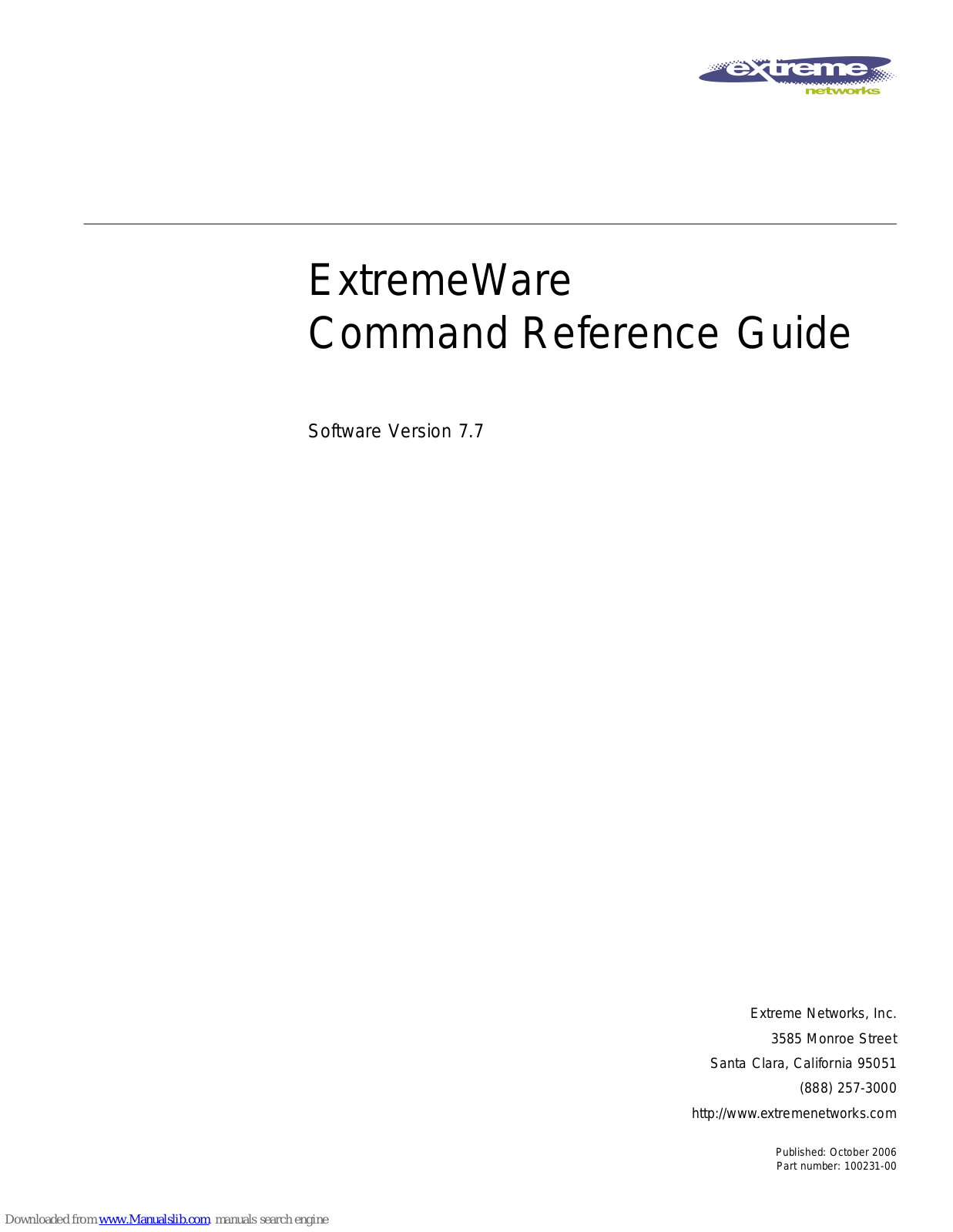 Extreme Networks ExtremeWare, ExtremeWare 7.7 Command Reference Manual