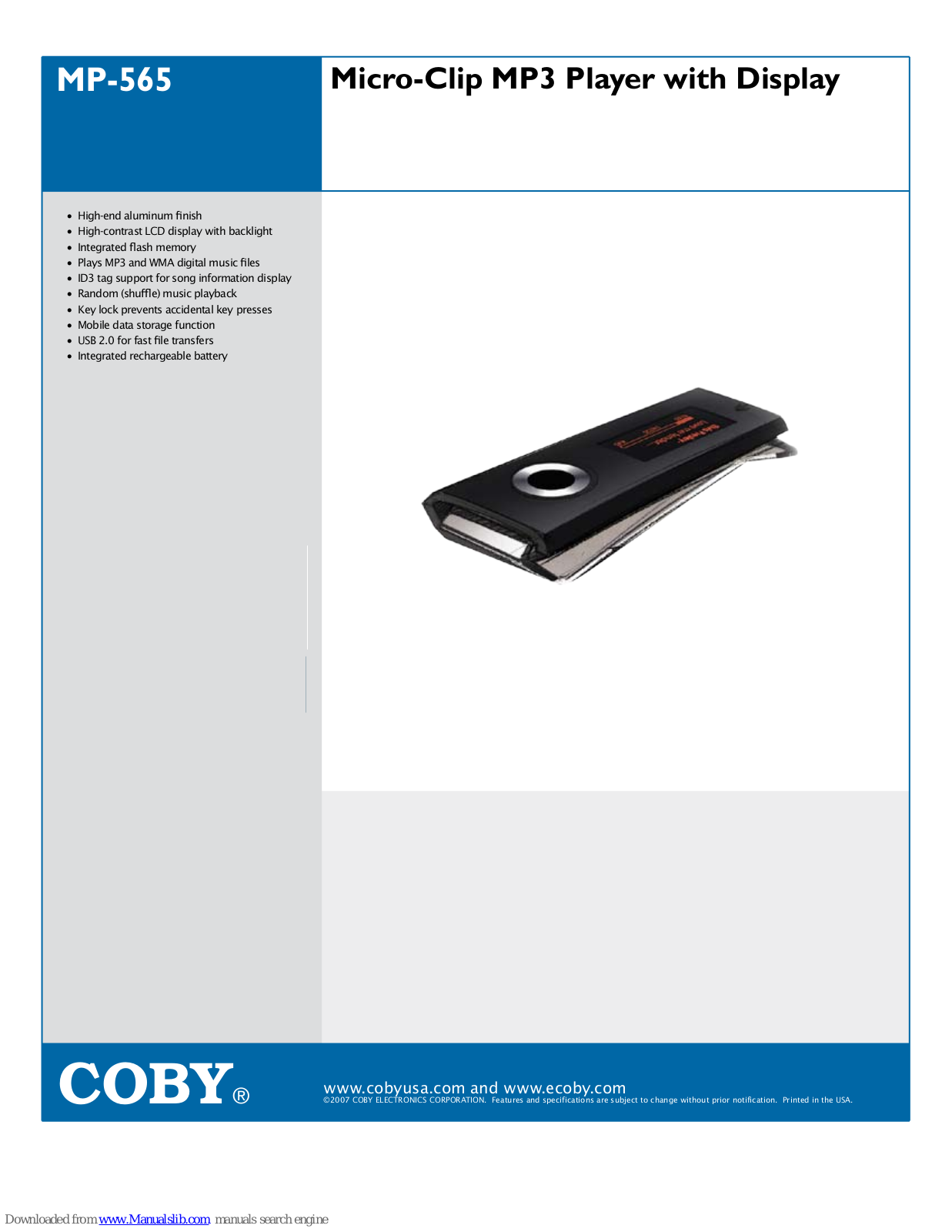 Coby MP-565 Brochure