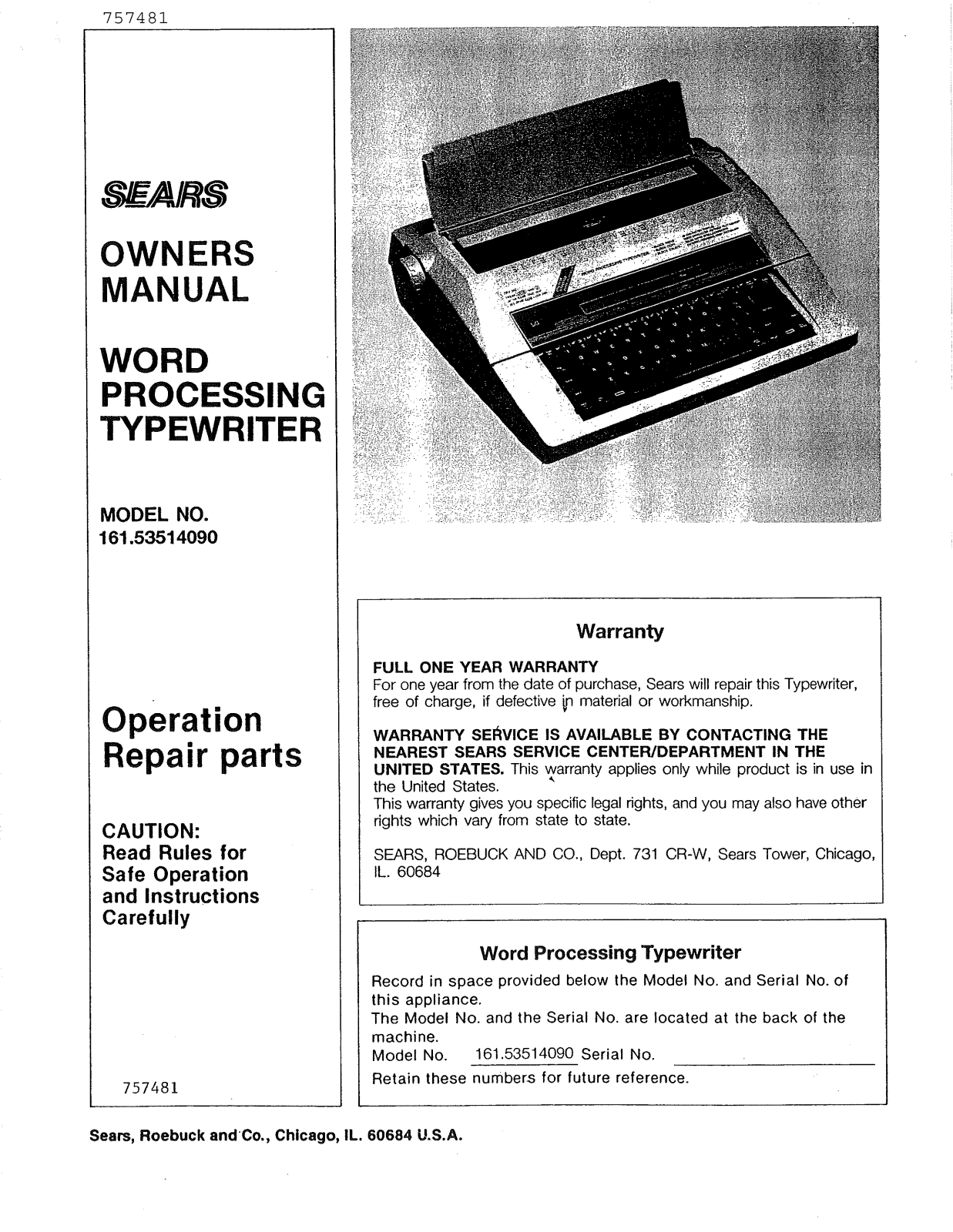 Sears 16 User Manual - ManualMachine.com