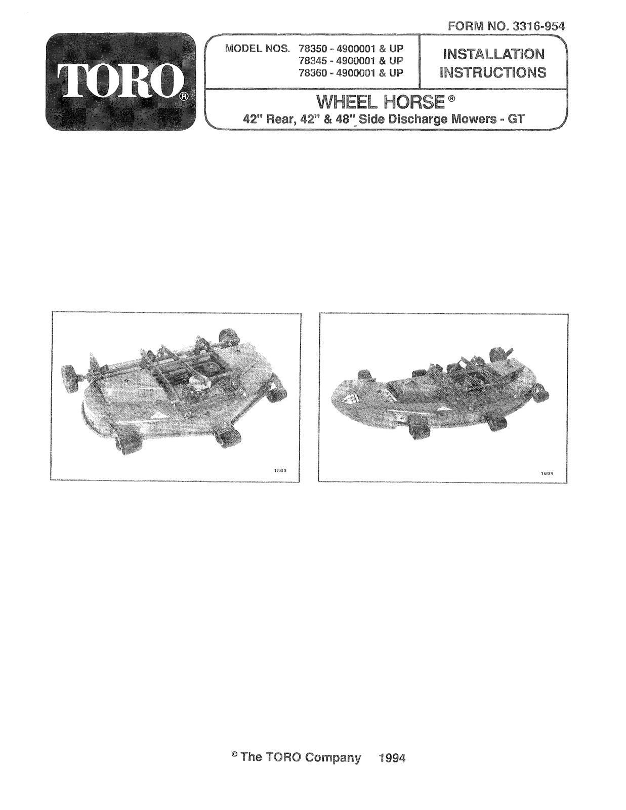 Toro 78345, 78350, 78360 Installation Instructions