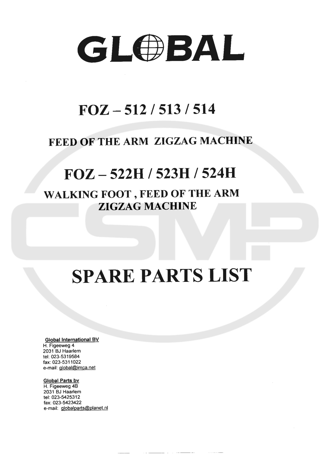 Global FOZ-513, FOZ-514 Parts Book