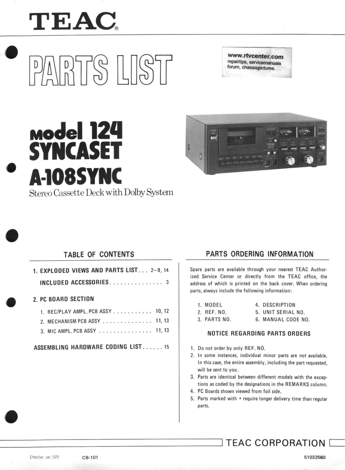 Teac A108SYNC SERVICE MANUAL - ManualMachine.com