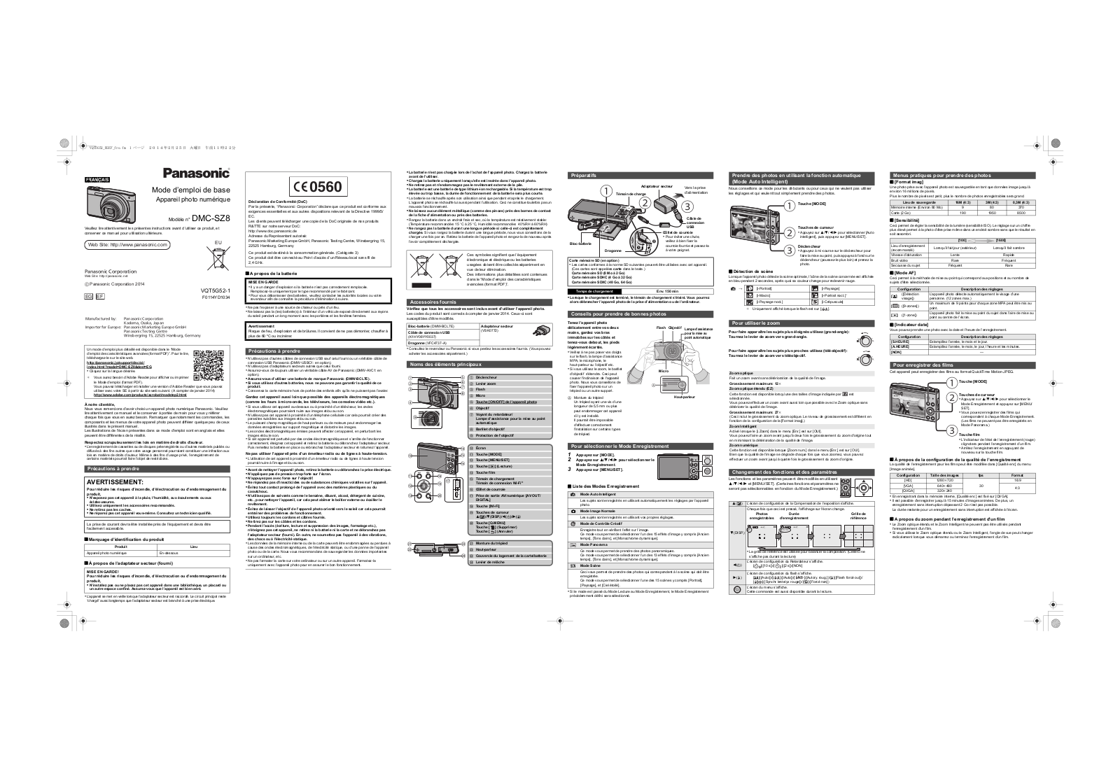 PANASONIC DMC-SZ8, DMC-SZ8EF, DMC-SZ8EG User Manual