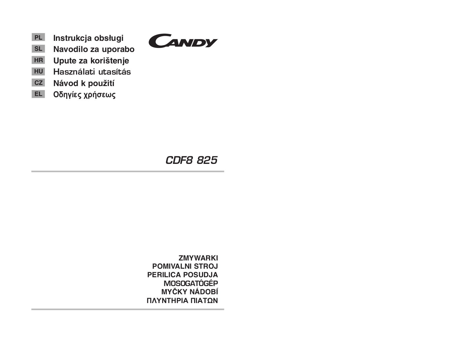 Candy CDF8 825 User Manual