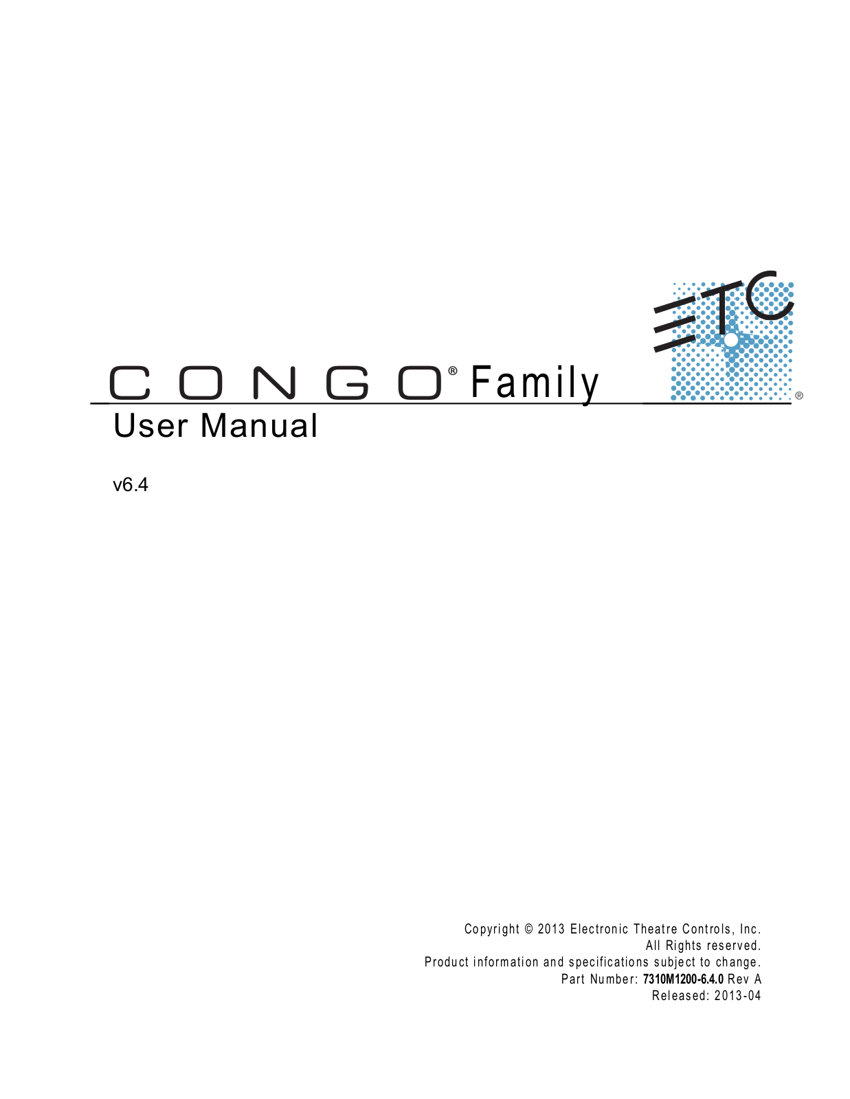 ETC Congo Family User Manual