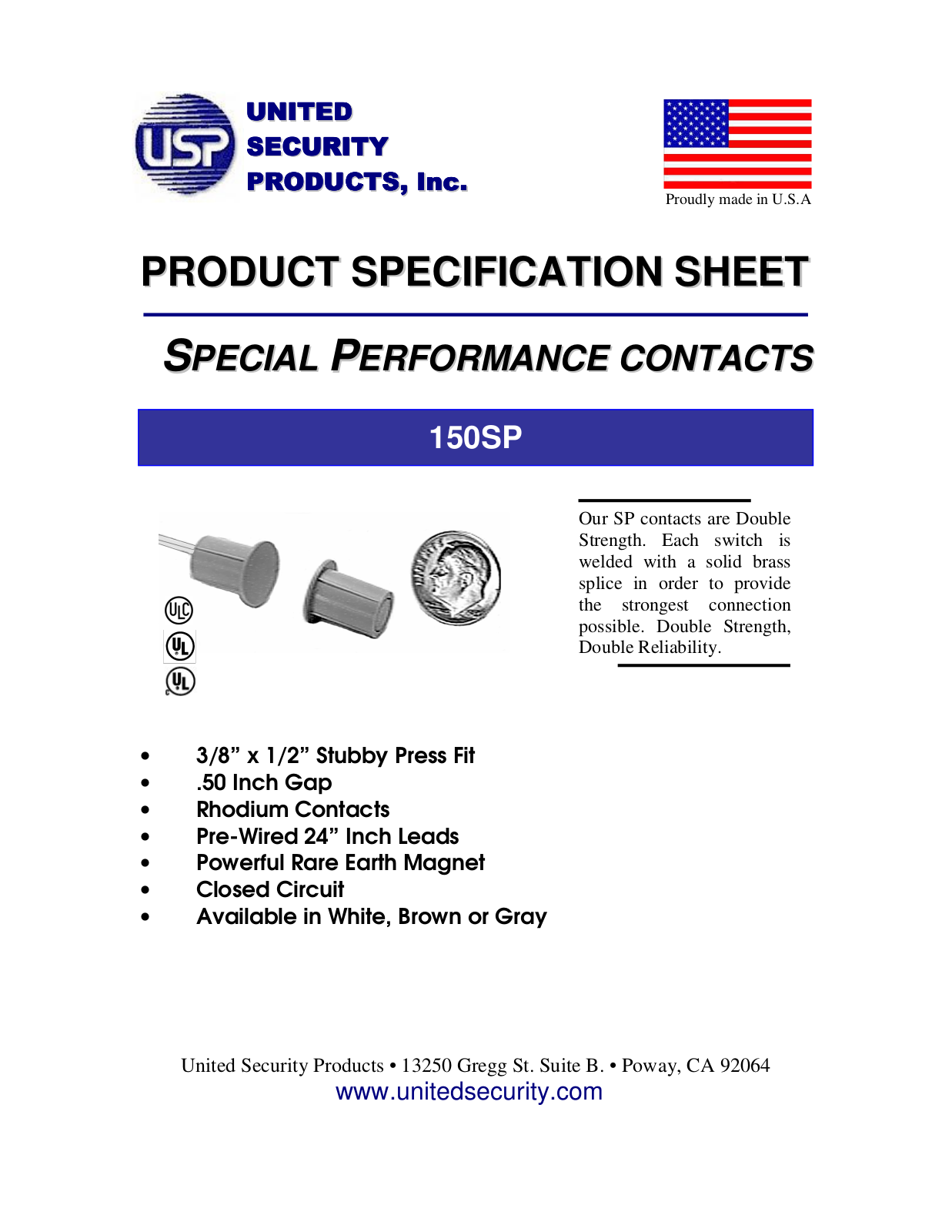 United Security Products 150-SP Specsheet