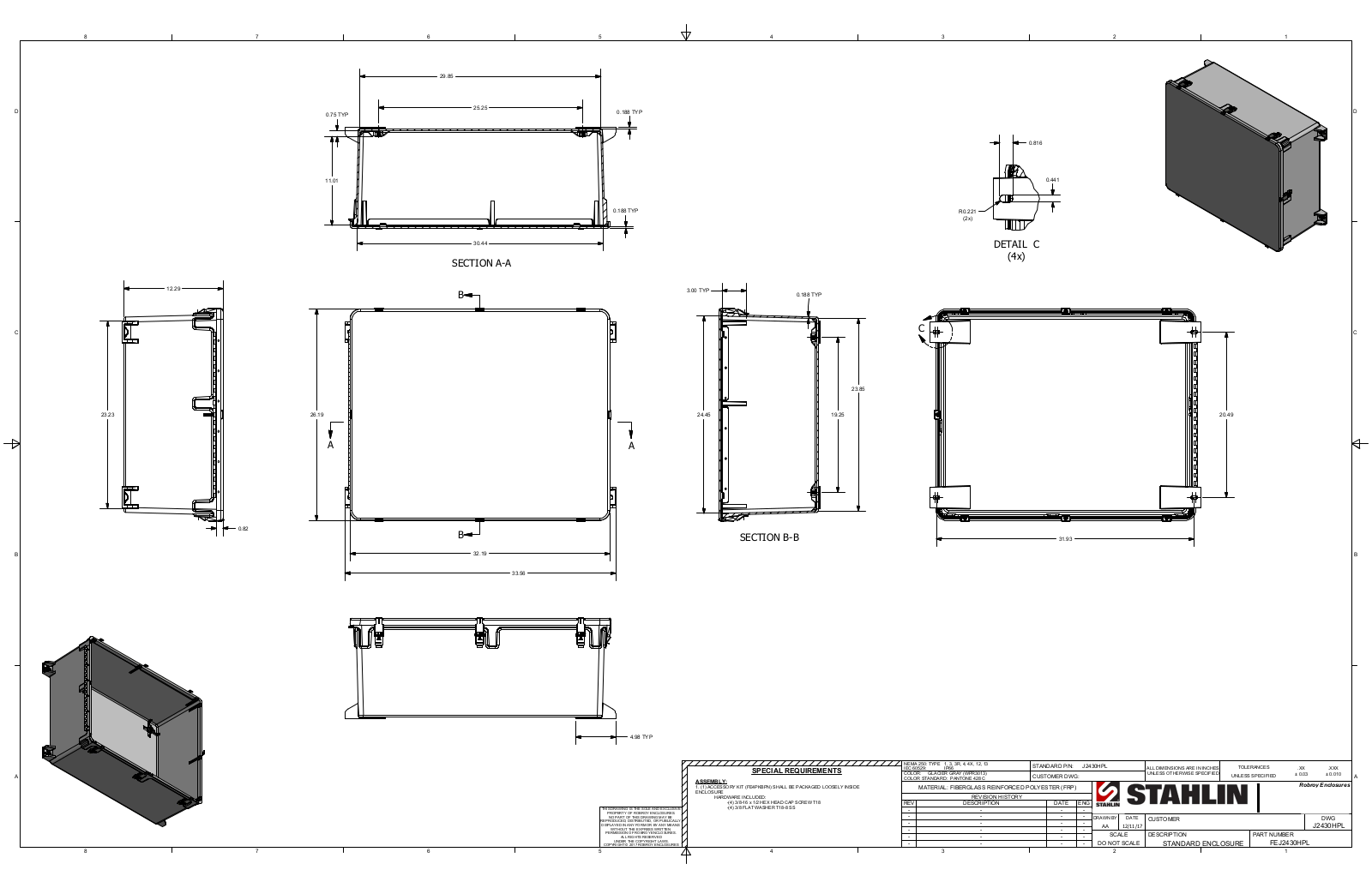 Stahlin J2430HPL Reference Drawing