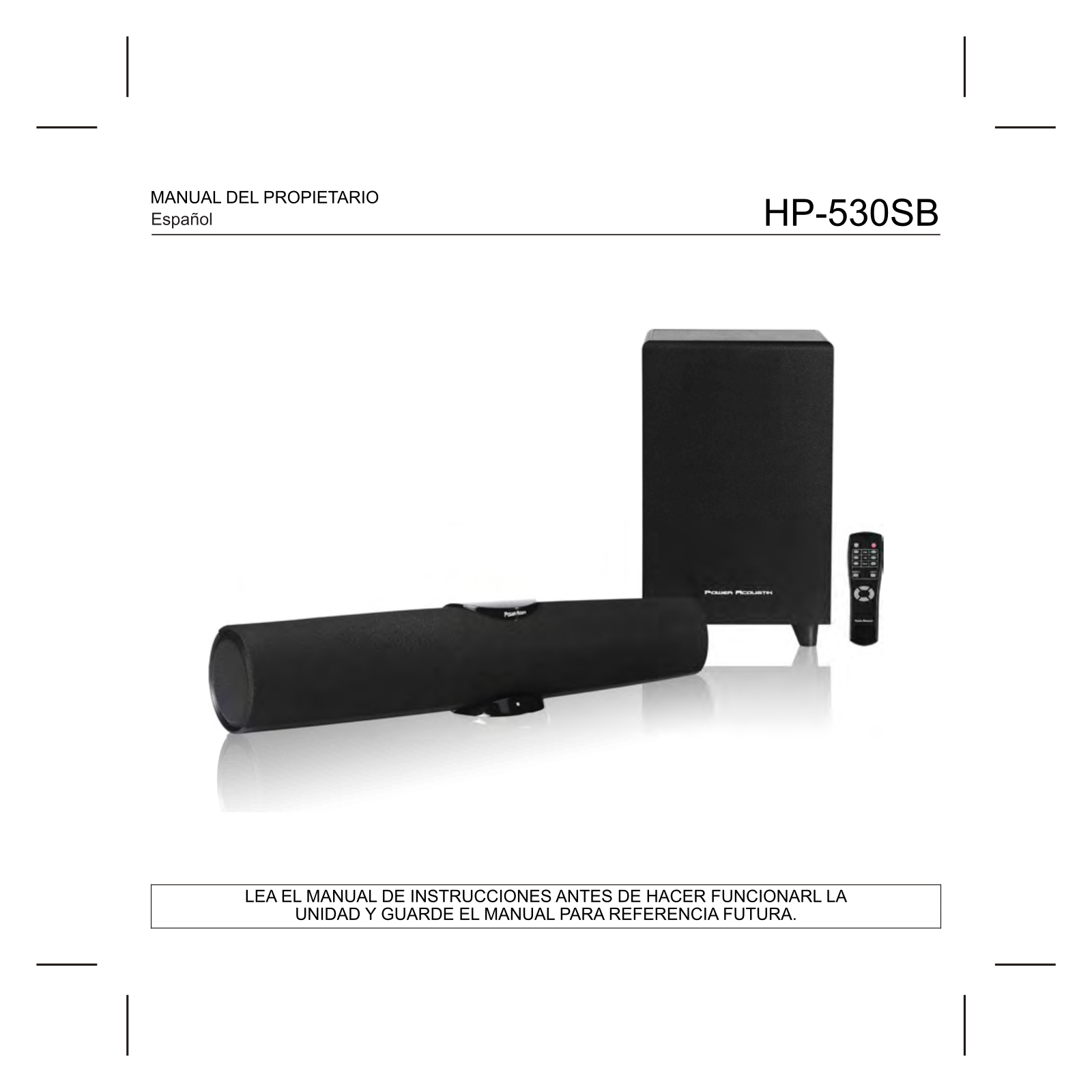 Power Acoustik HP-530SB Instruction Manual