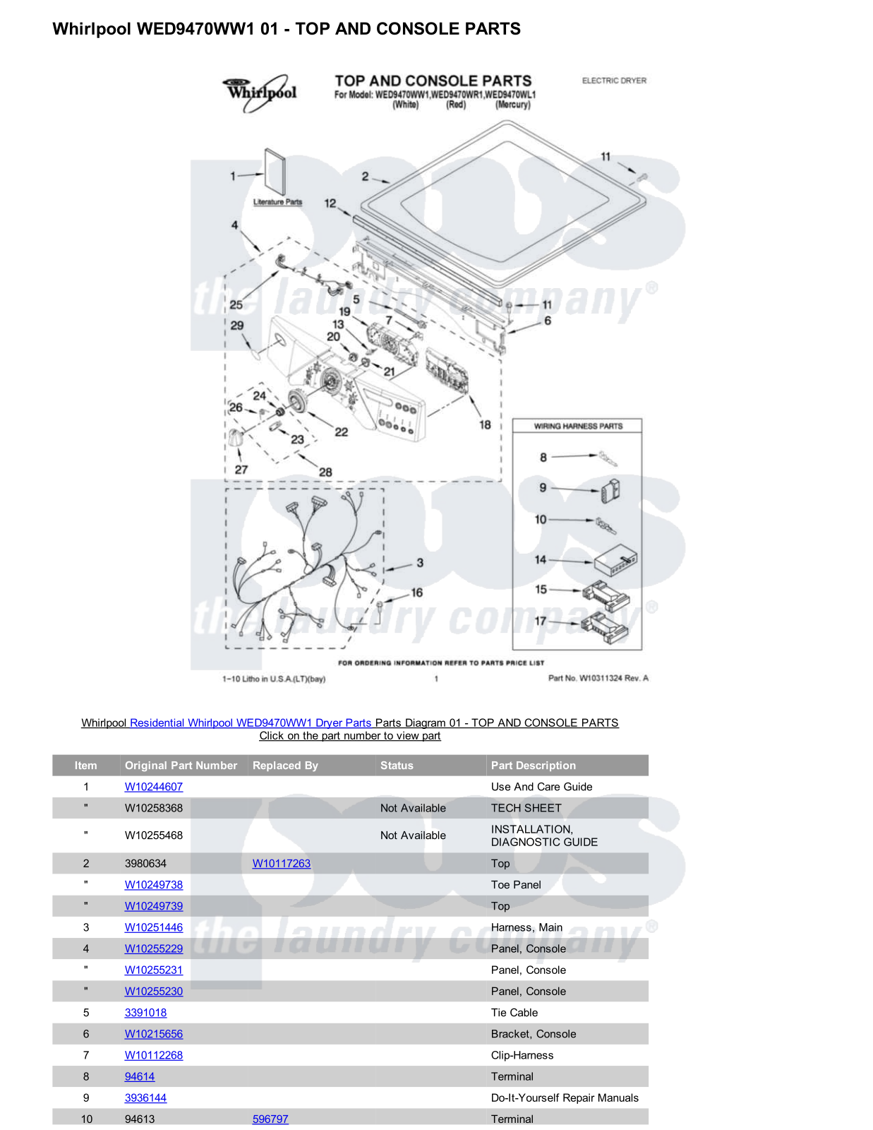 Whirlpool WED9470WW1 Parts Diagram