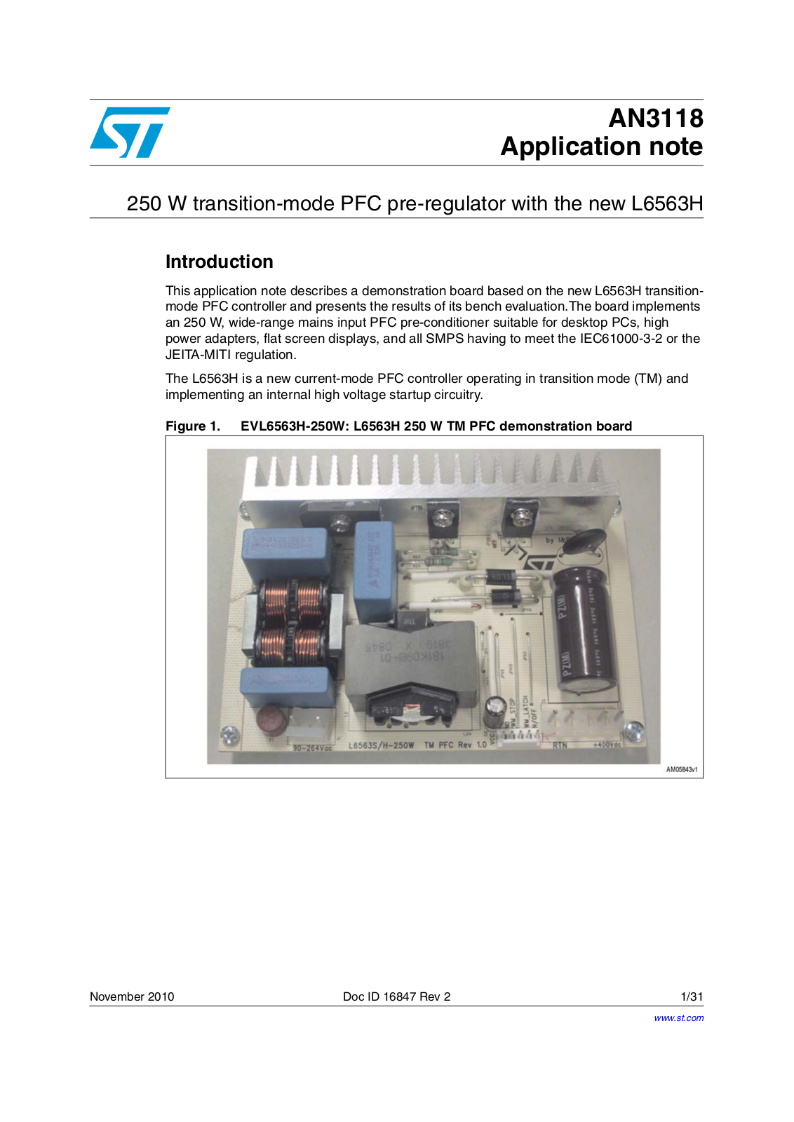 ST AN3118 Application note