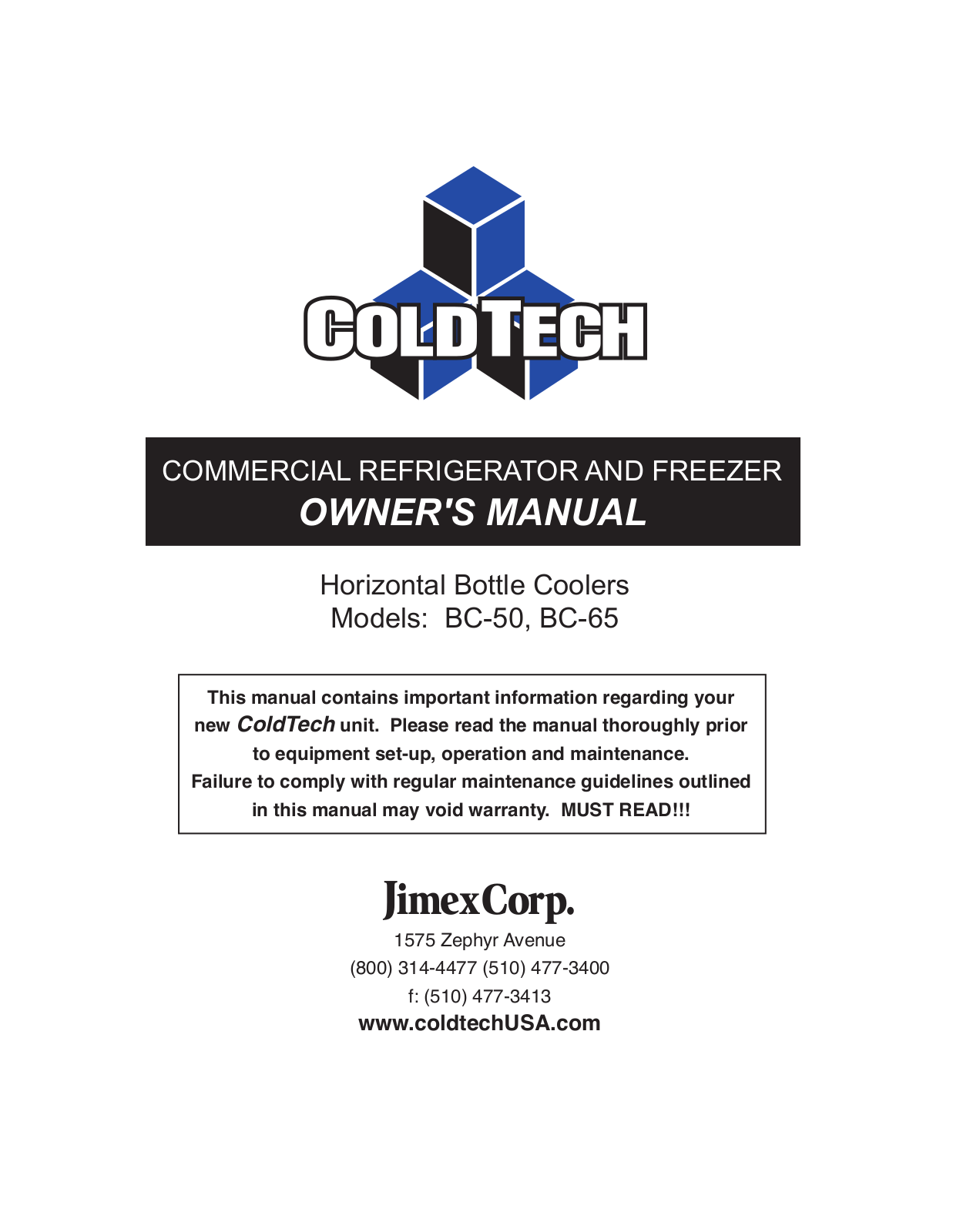 ColdTech BC-65, BC-50 User Manual