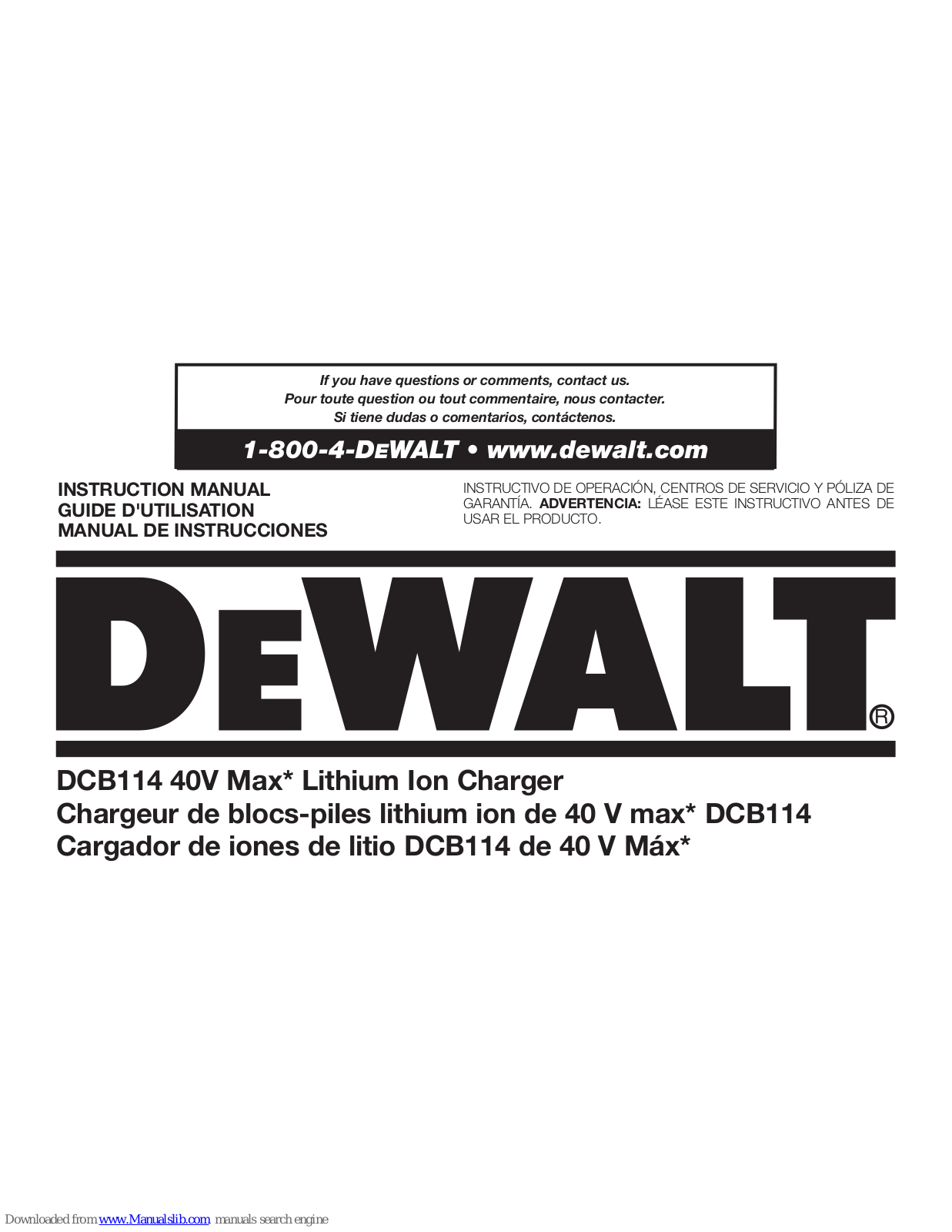 DeWalt DCB114 Instruction Manual