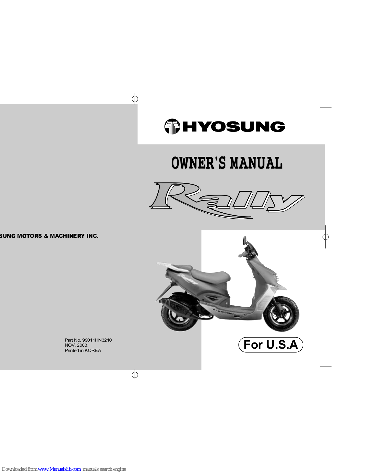 HYOSUNG SF 50 R, Rally User Manual