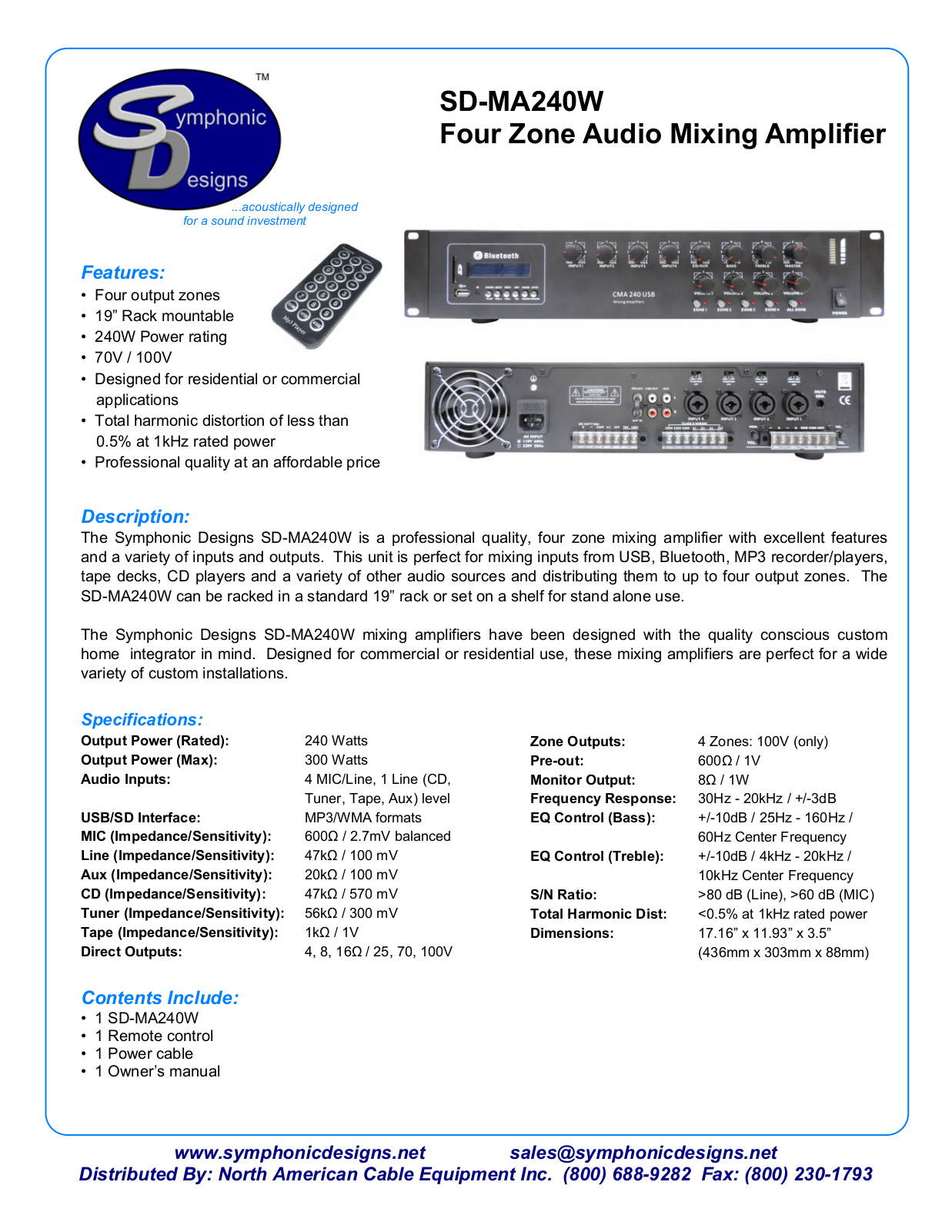 SecurityTronix SD-MA240W Specsheet