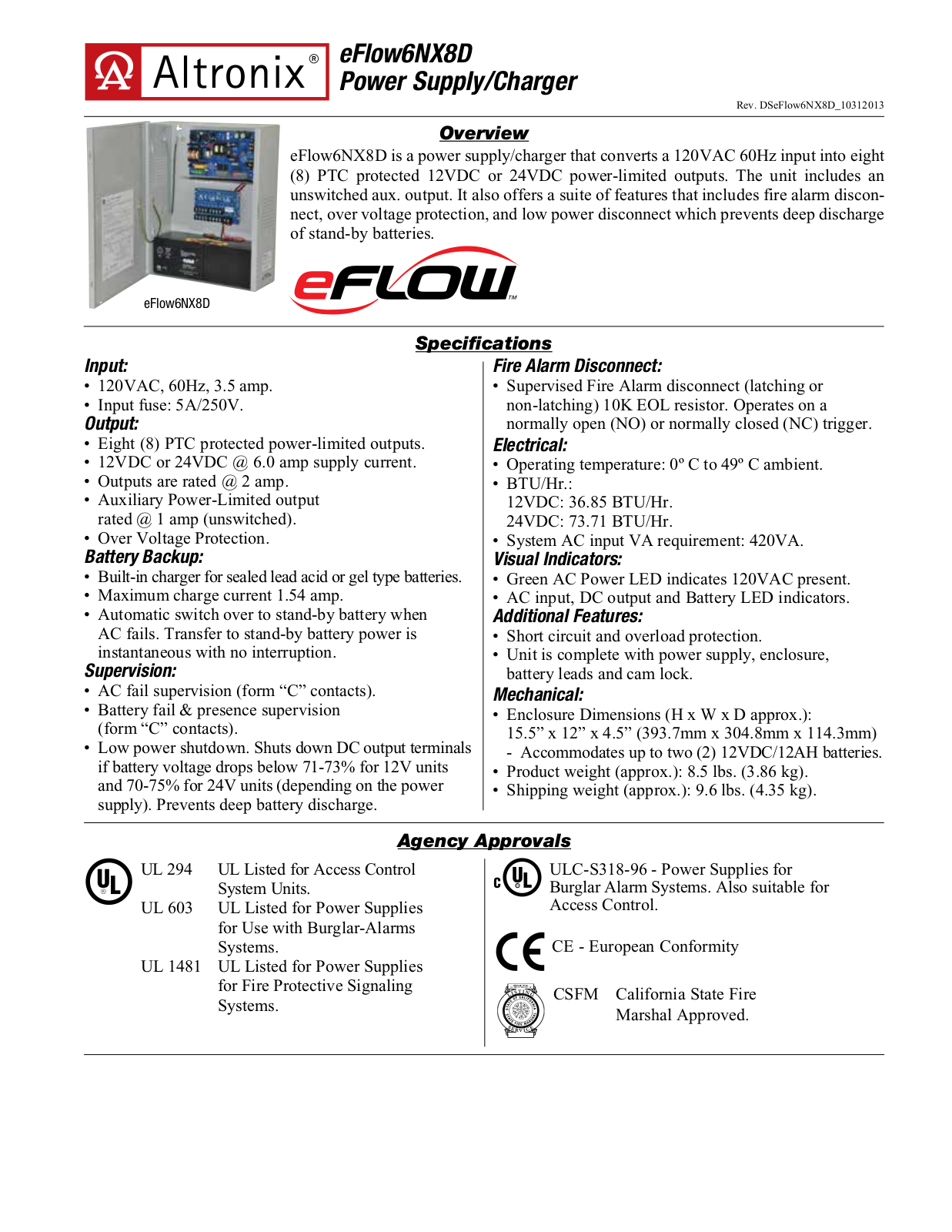 Altronix eFlow6NX8D Specsheet