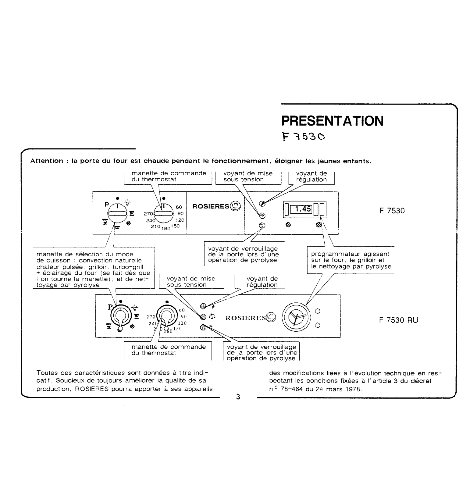 Rosieres F 7530 User Manual