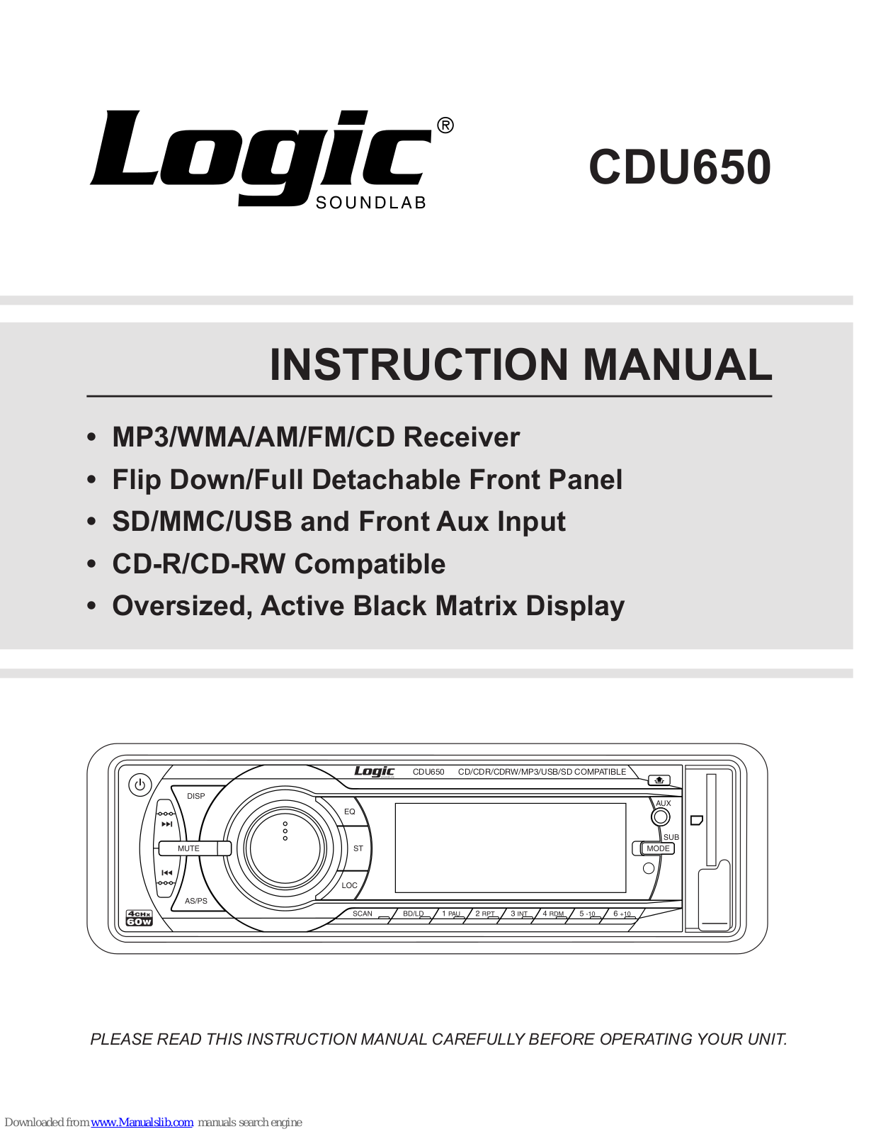 Logic CDU650 Instruction Manual