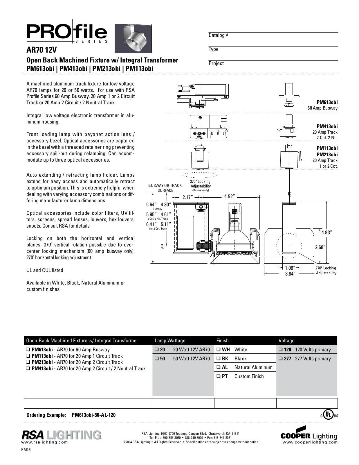 Cooper Lighting PM213obi, PM113obi, PM613obi, PM413obi User Manual