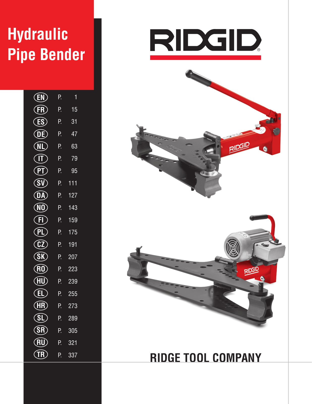 RIDGID Hydraulic Pipe Bender User Manual