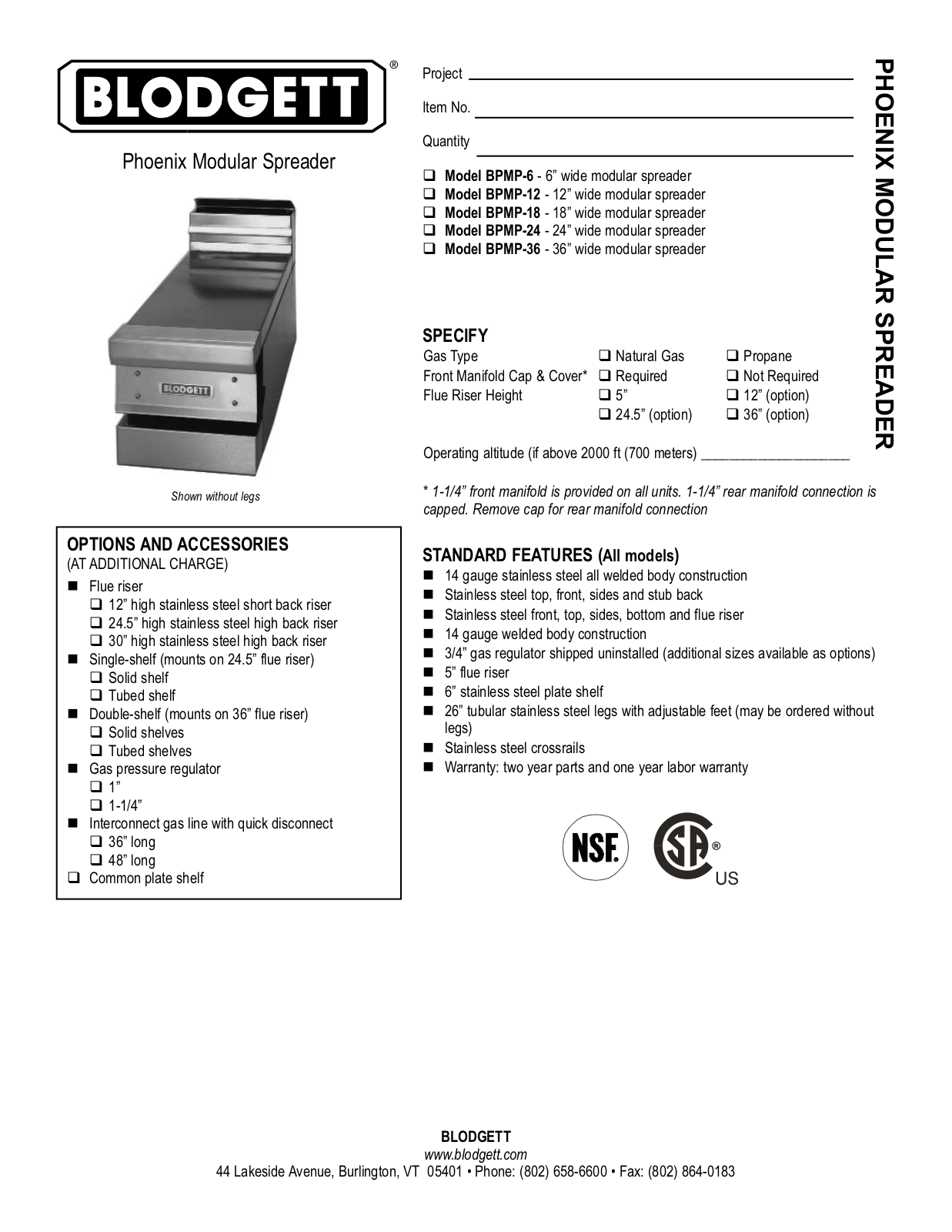 Blodgett BPMP-12 User Manual