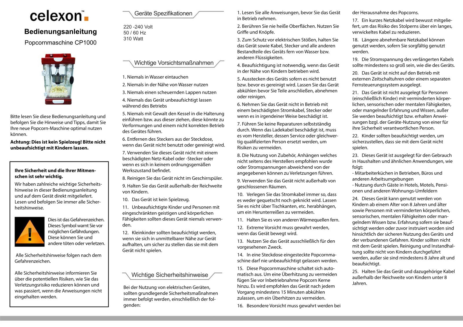 Celexon Cinepop CP1000 operation manual