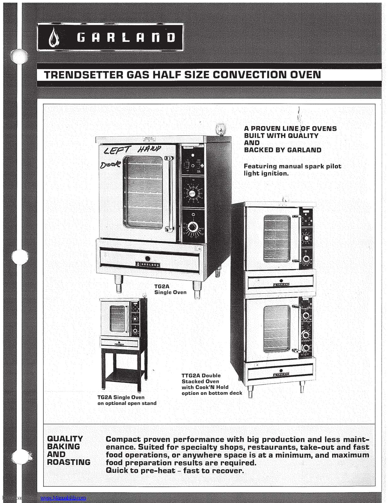 Garland TG2A, TTG2A Specification