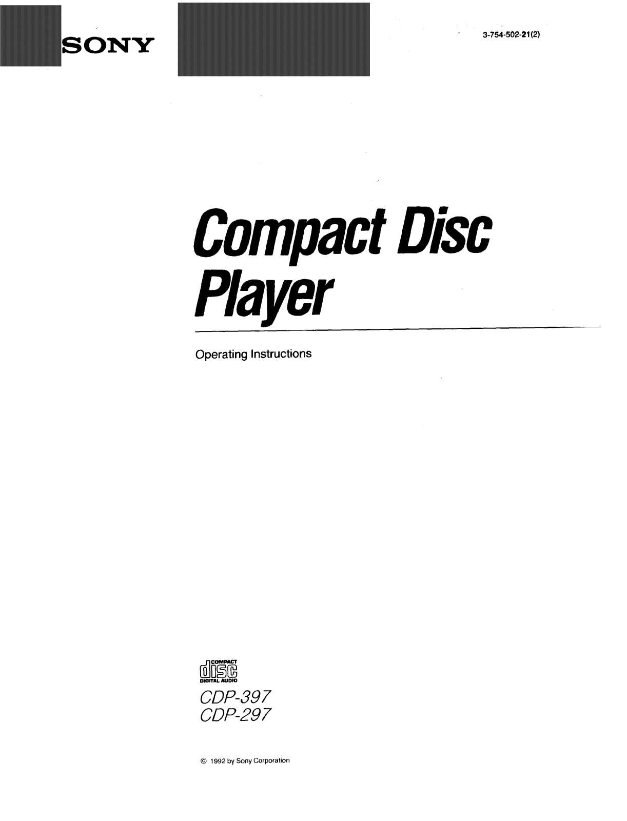 Sony CDP-297 Owner’s Manual