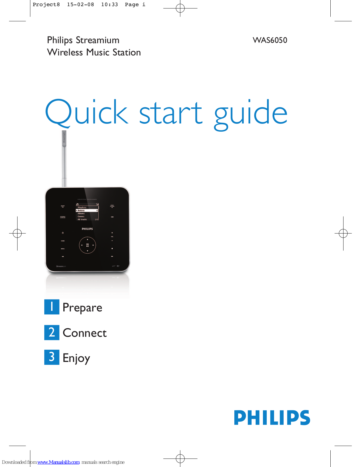 Philips Stremium Wireless Music Station WAS6050, WAS6050/05 Quick Start Manual