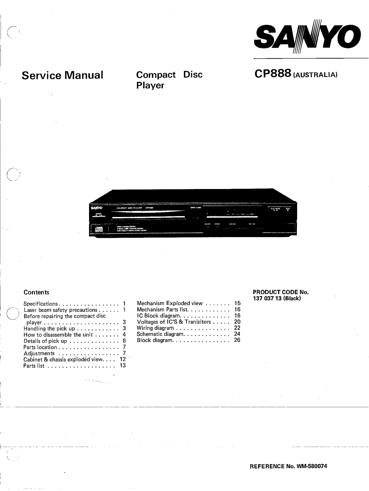 Sanyo CP-888 Service manual