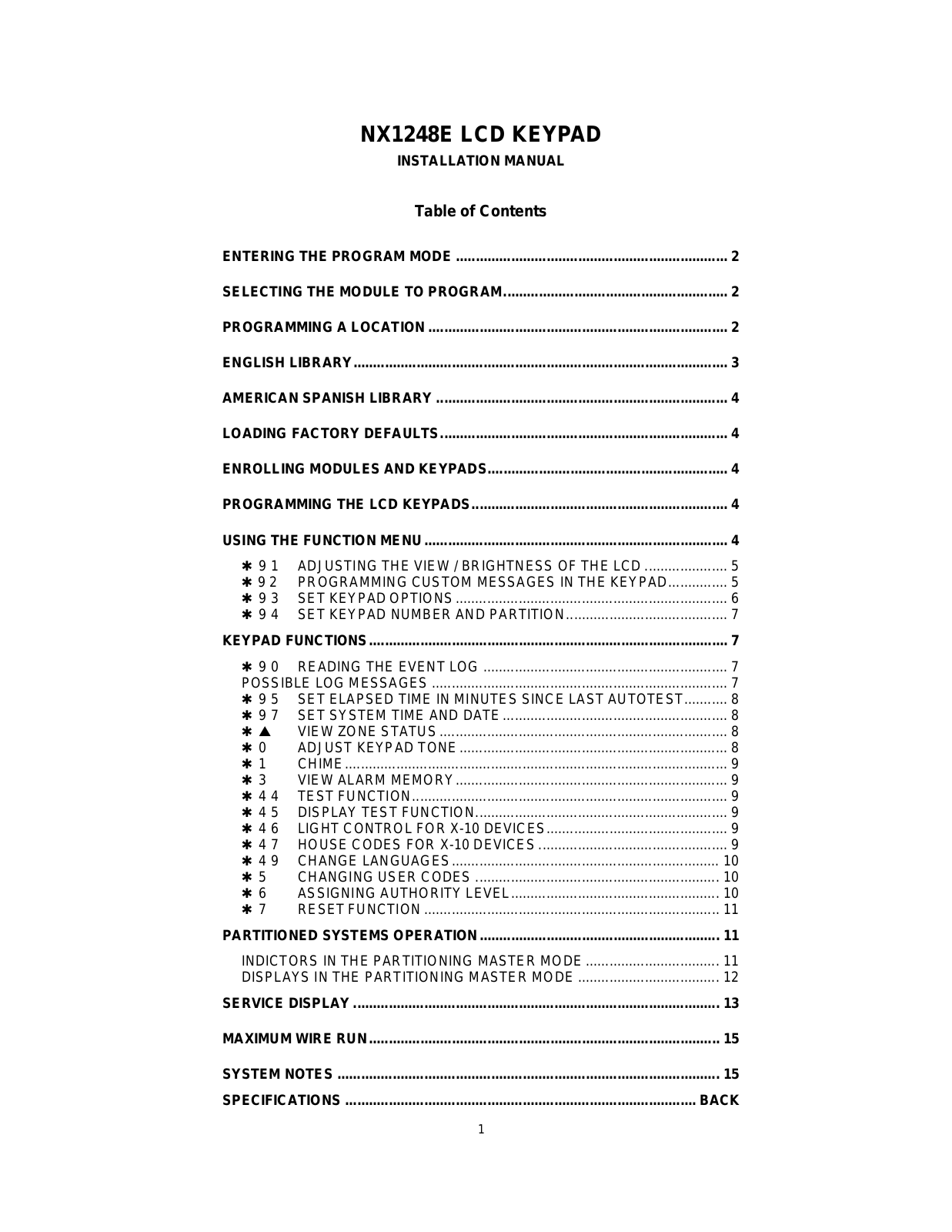 Interlogix NX-8E-KIT-11 User Manual