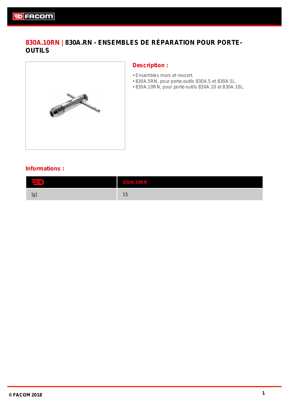 Facom 830A.10RN Specification - ManualMachine.com