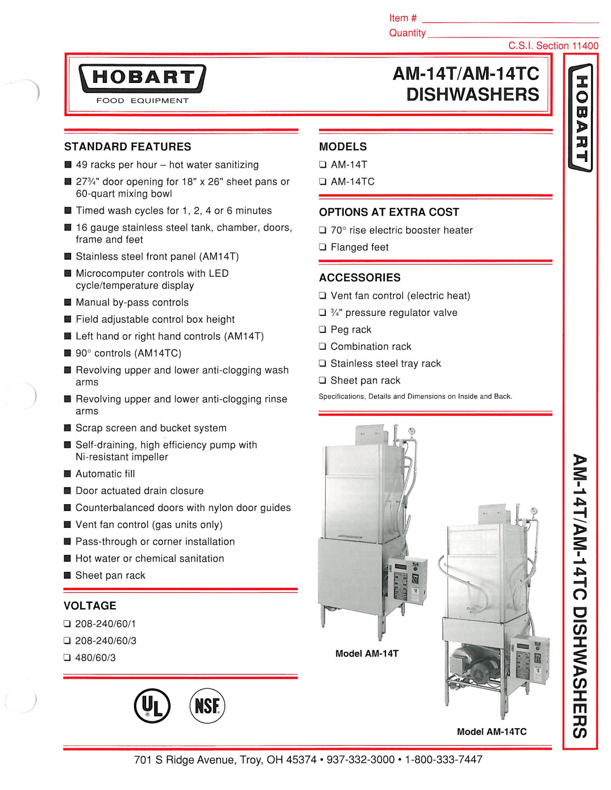 Hobart AM14T User Manual