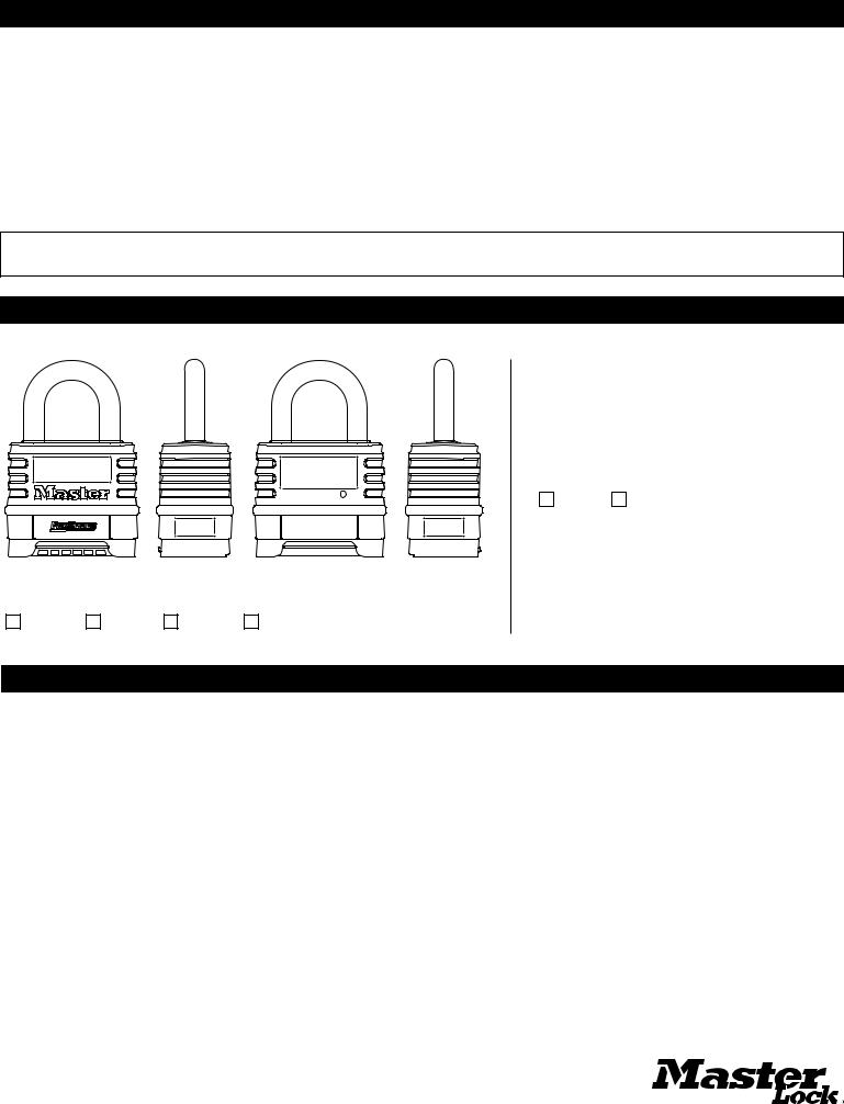 Master Lock AREA 3, AREA 1 User Manual