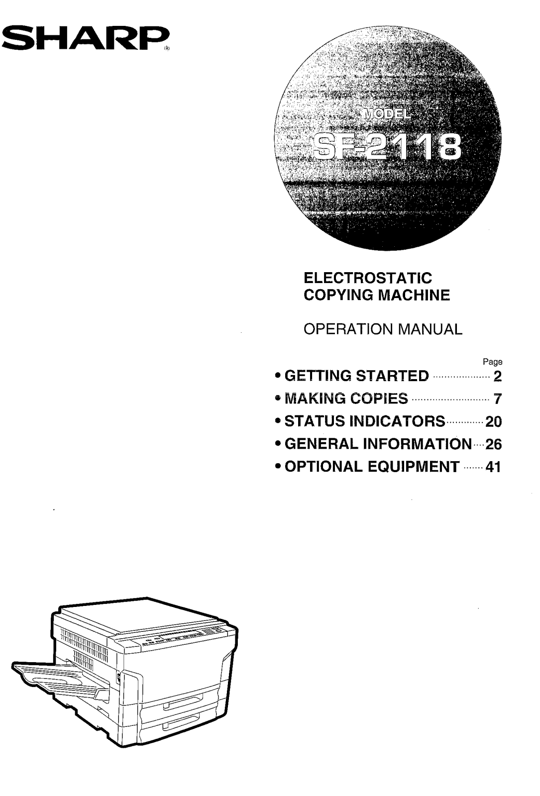 Sharp SF-2118 User Manual