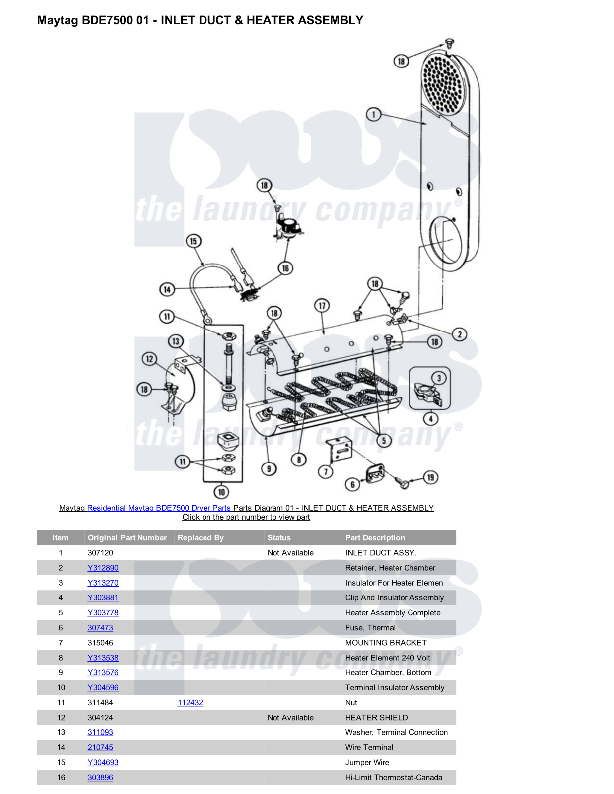 Maytag BDE7500 Parts Diagram