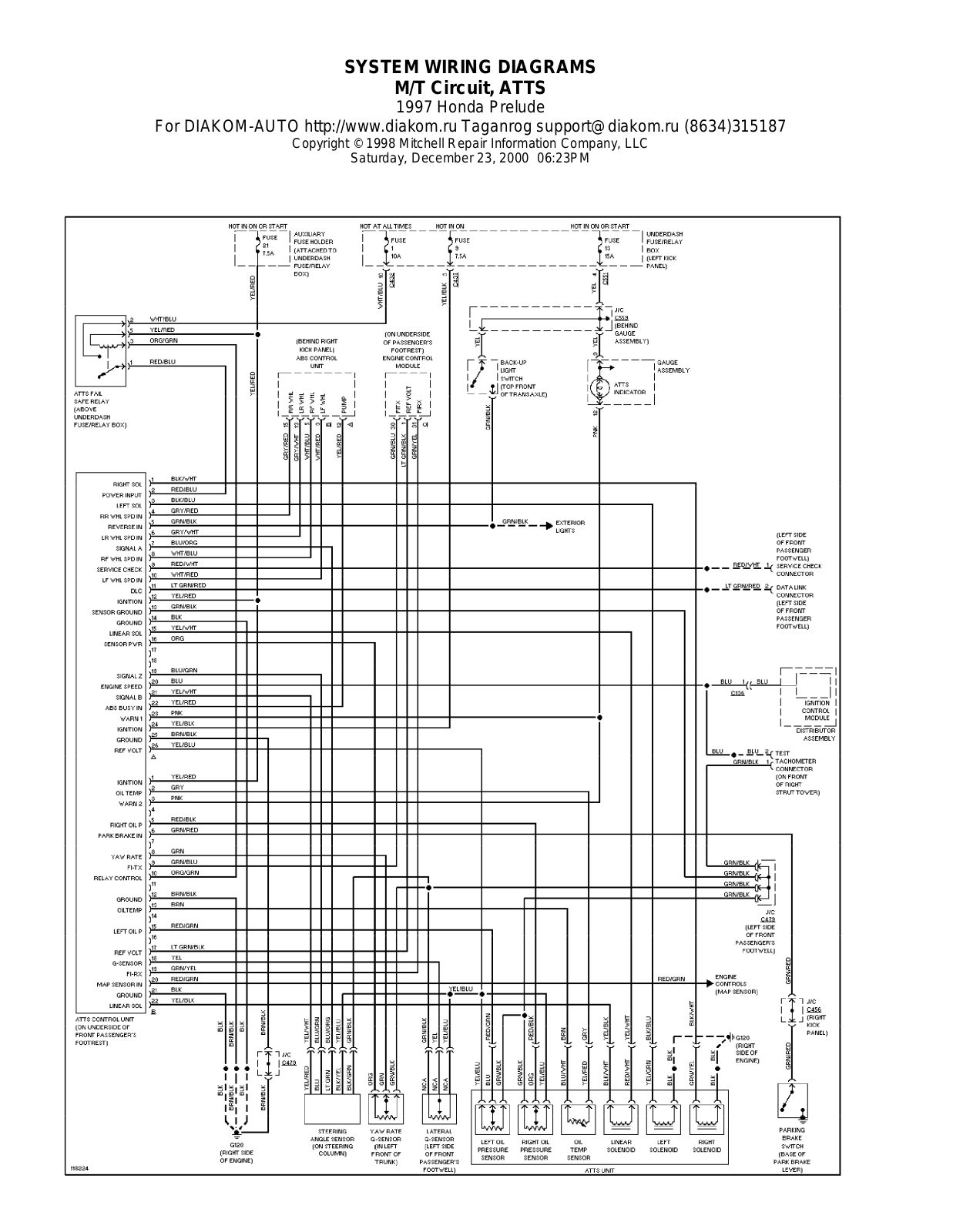 Honda Prelude 1997-1999 Wire Diagrams  17512