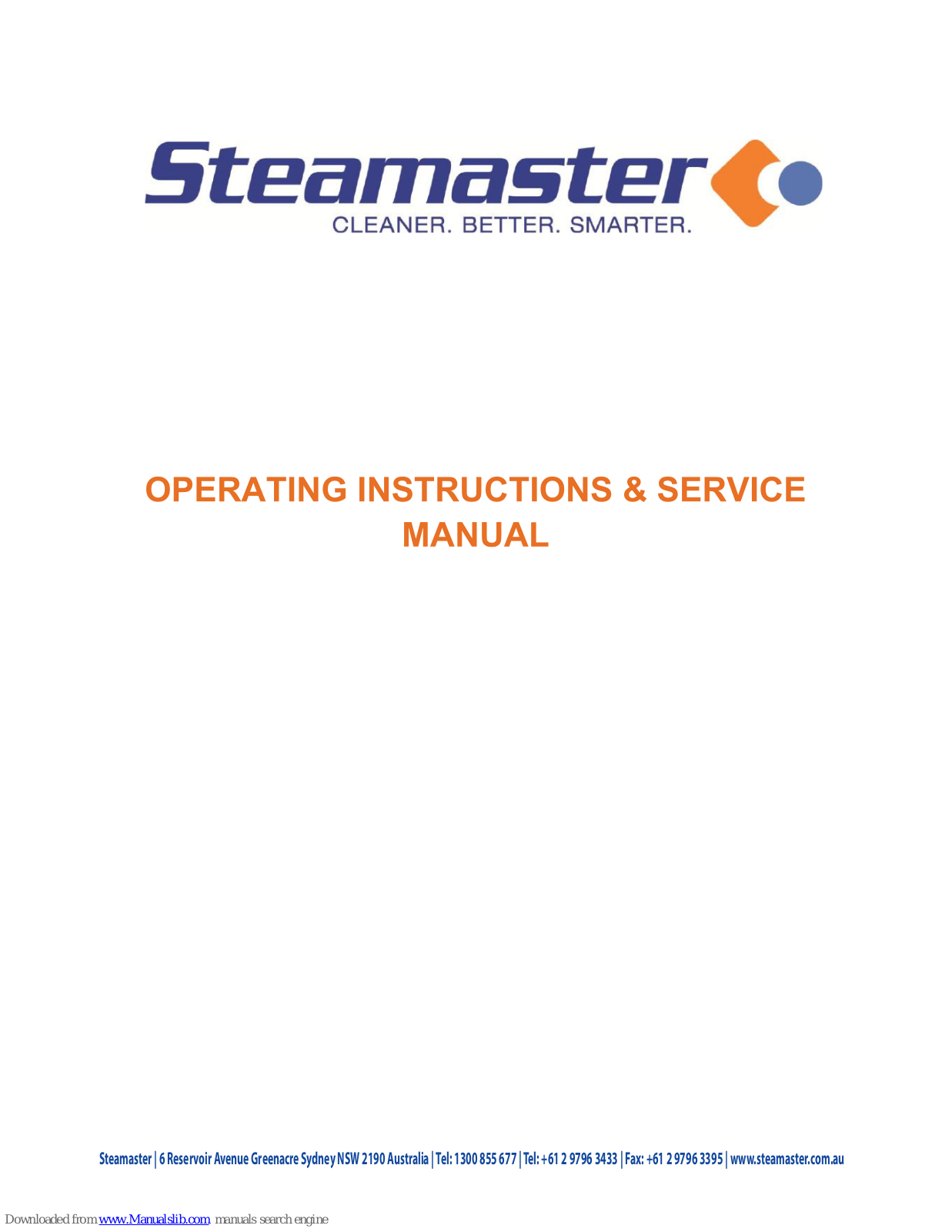 Steamaster Kanga 220, Kanga 1200, Kanga Max 1200, Kanga Max 600, Kanga 600 Operaing Instructions & Service Manual