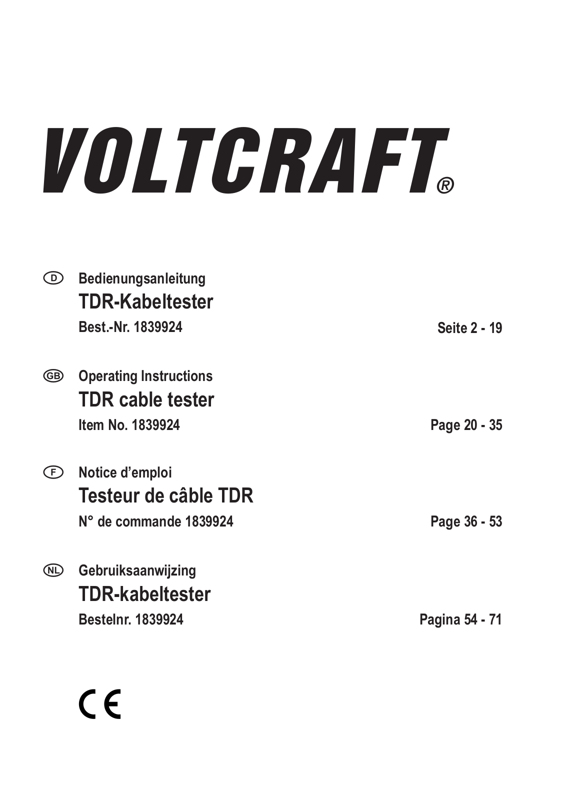 VOLTCRAFT TDR User guide