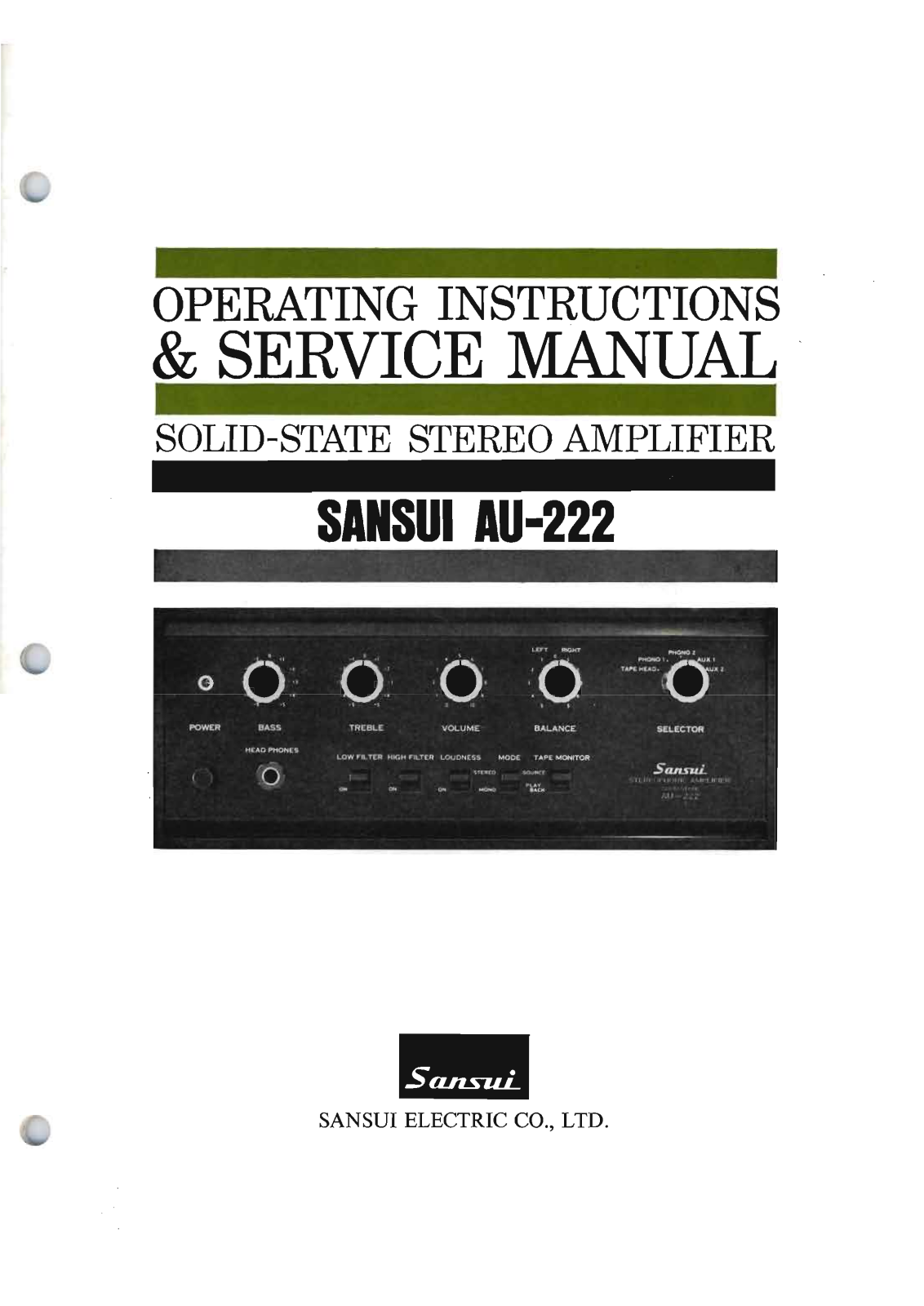 Sansui AU 222, AU 222 Verstärker, AU 222 Amplificador Service Manual